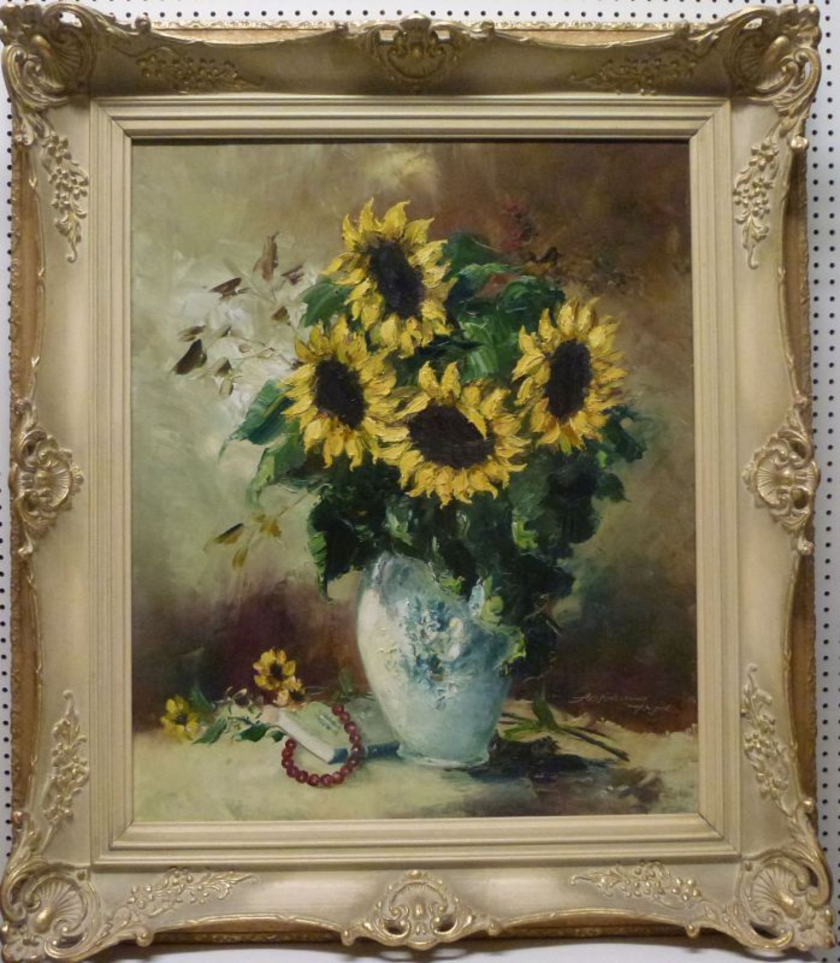 SonnenblumenFriedrich Adolf Apfelbaum, 1904-'74SonnenblumenÖl/LW, sign., Strauß in Vase, 60x50 cm, - Bild 2 aus 3