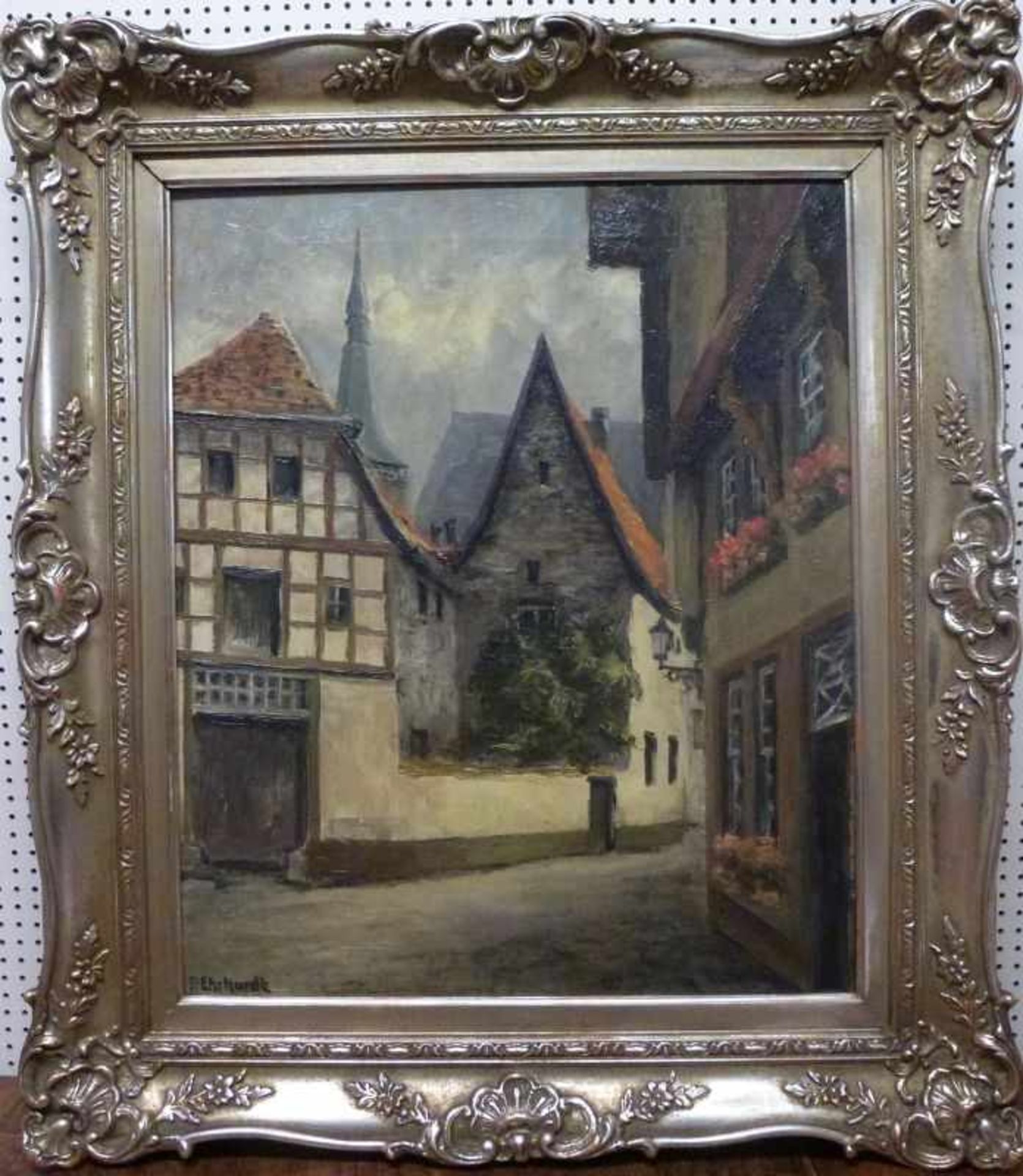 ''Alt Osnabrück''''Alt Osnabrück''Paul Ehrhardt (1888-1981) Öl/Lw, sign., Blick durch Häuser auf - Image 4 of 5