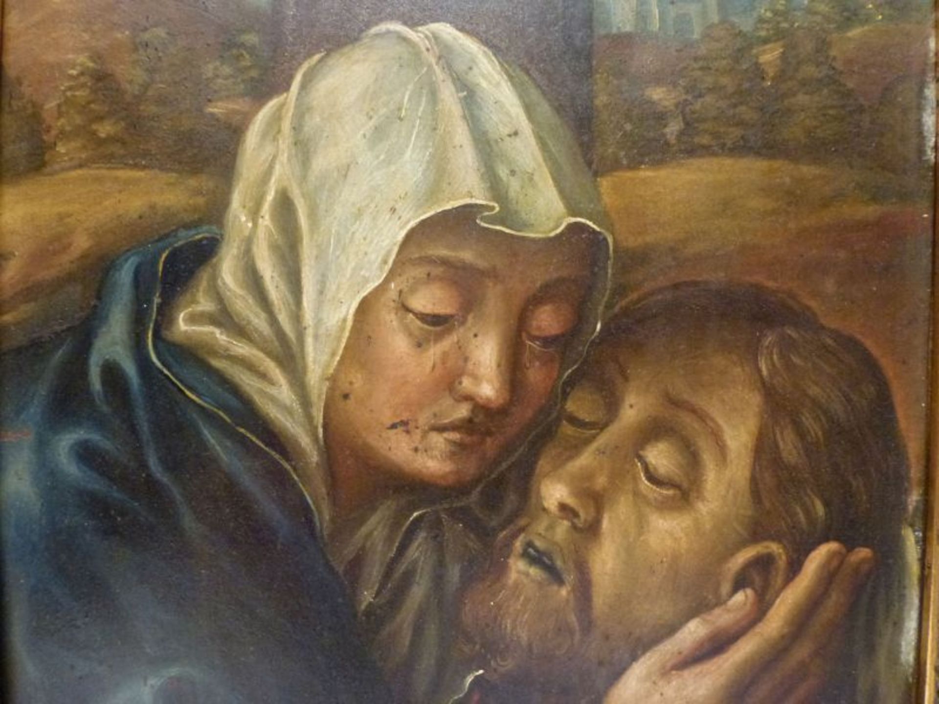 Die Beweinung Christi, 18.Jh.Die Beweinung Christi, 18.Jh.Öl/Kupferstichplatte, ausschnitthafte - Image 3 of 6