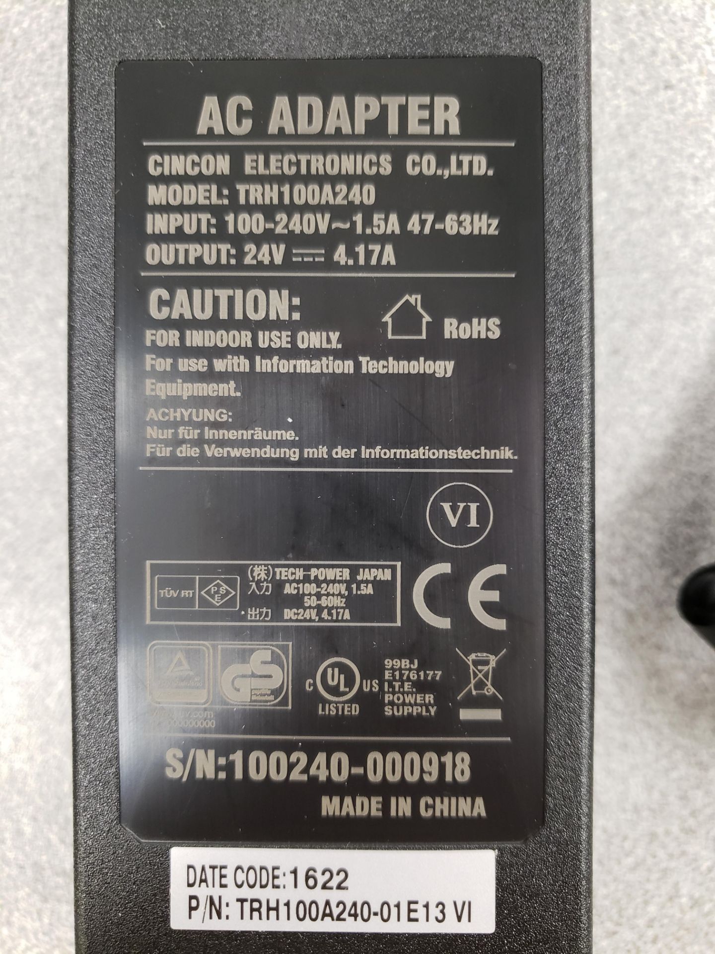 AC Adapter - Cincon Electronics "TRH100A240" - Image 3 of 3