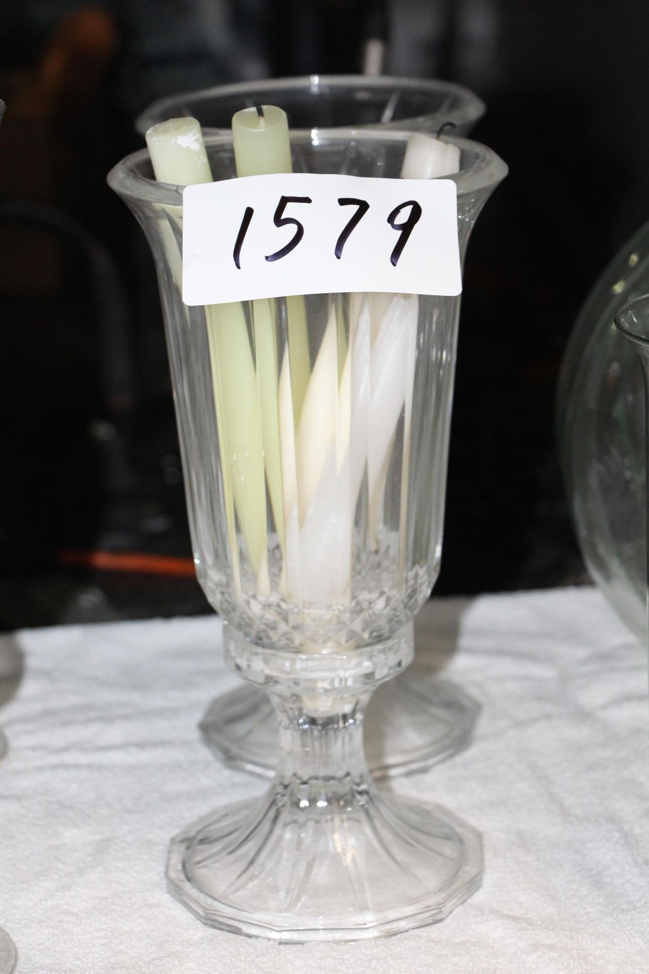Lot 2 glass short stem candle holder