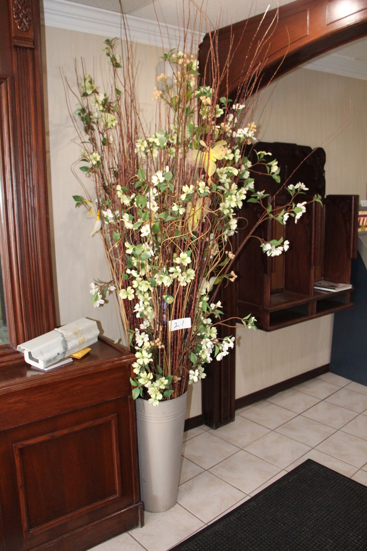 Large artificial flower arrangement w/vase