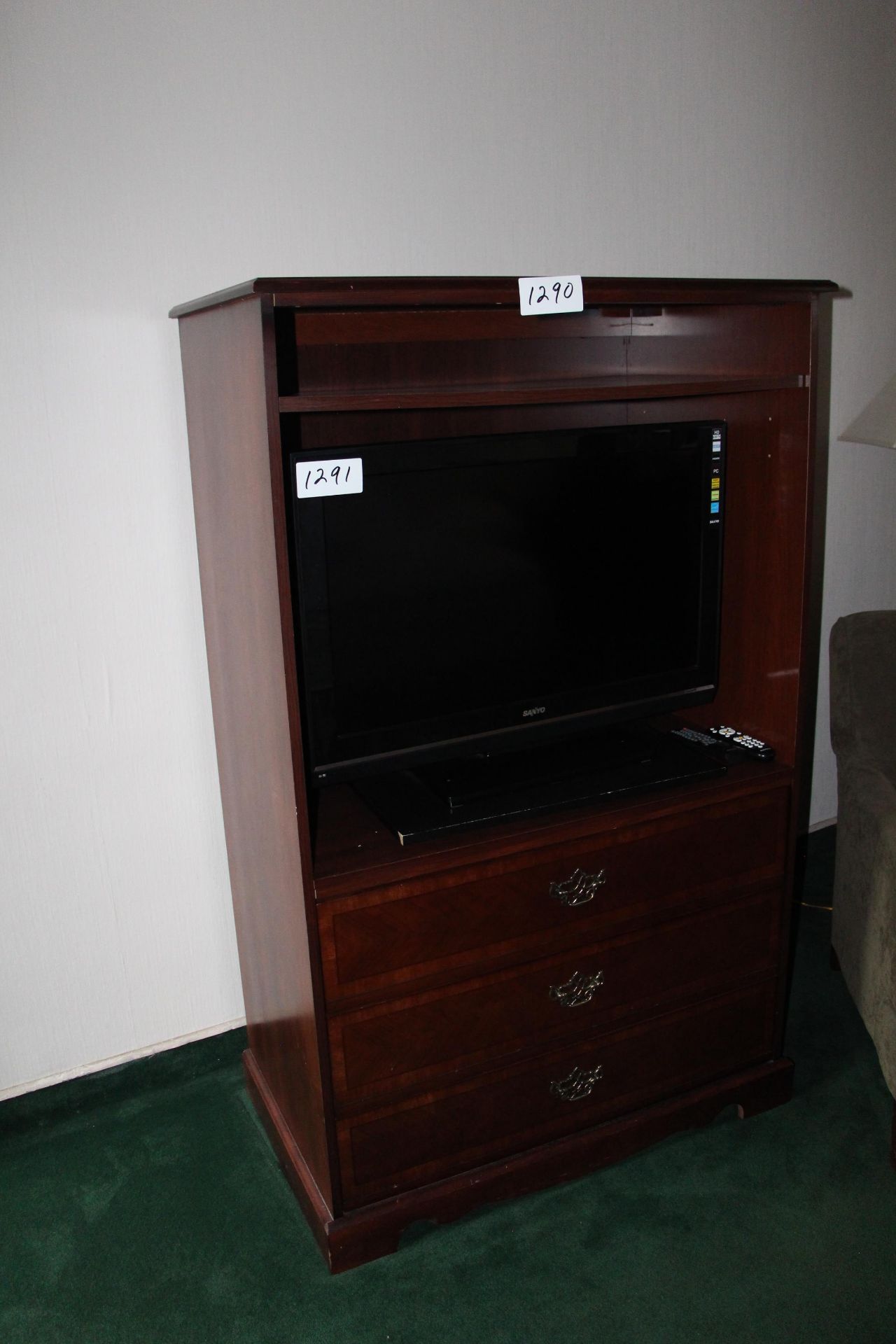 Mahogany color 3 drawer TV cabinet