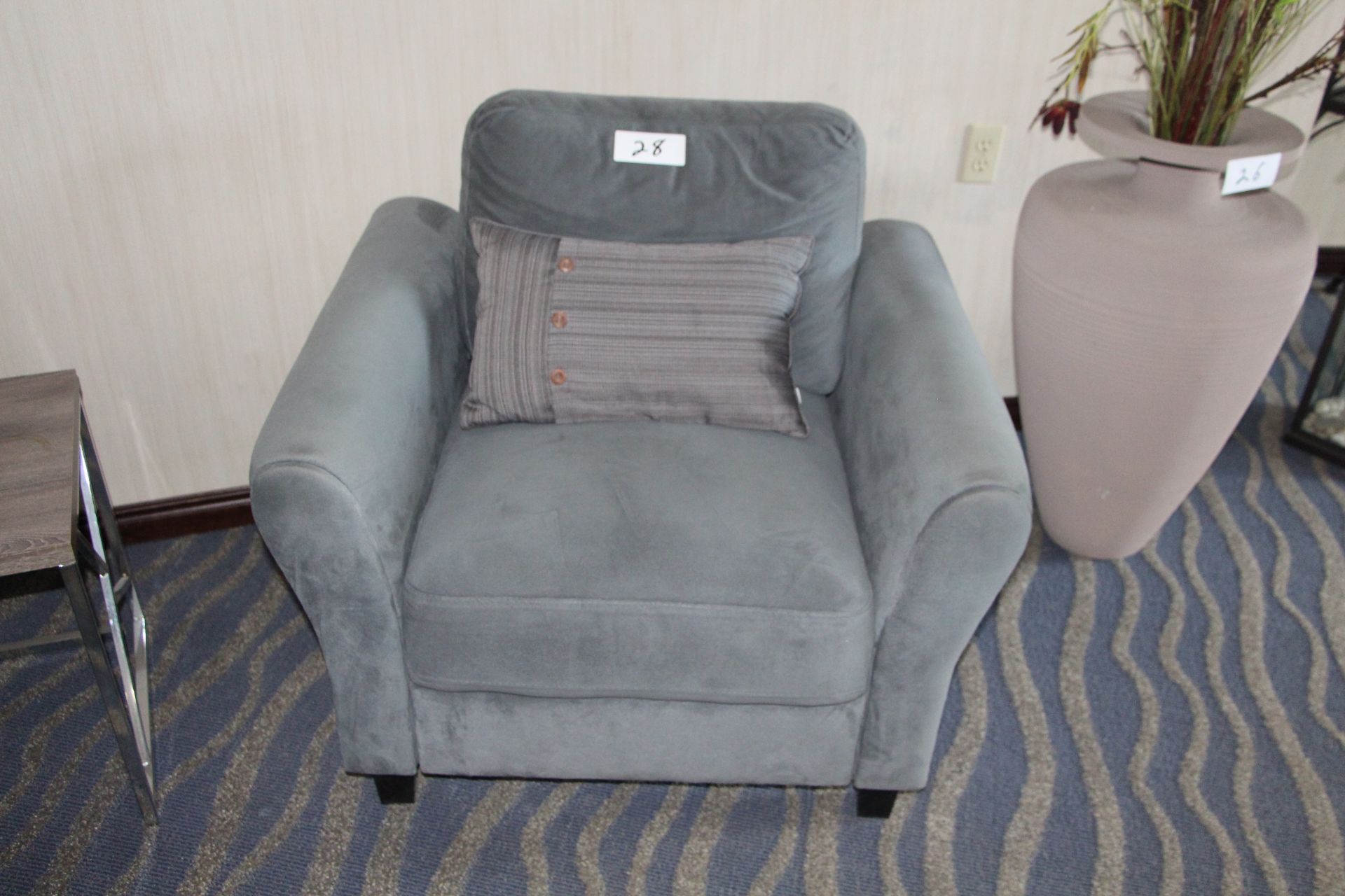 Fabric armchair w/throw cushion