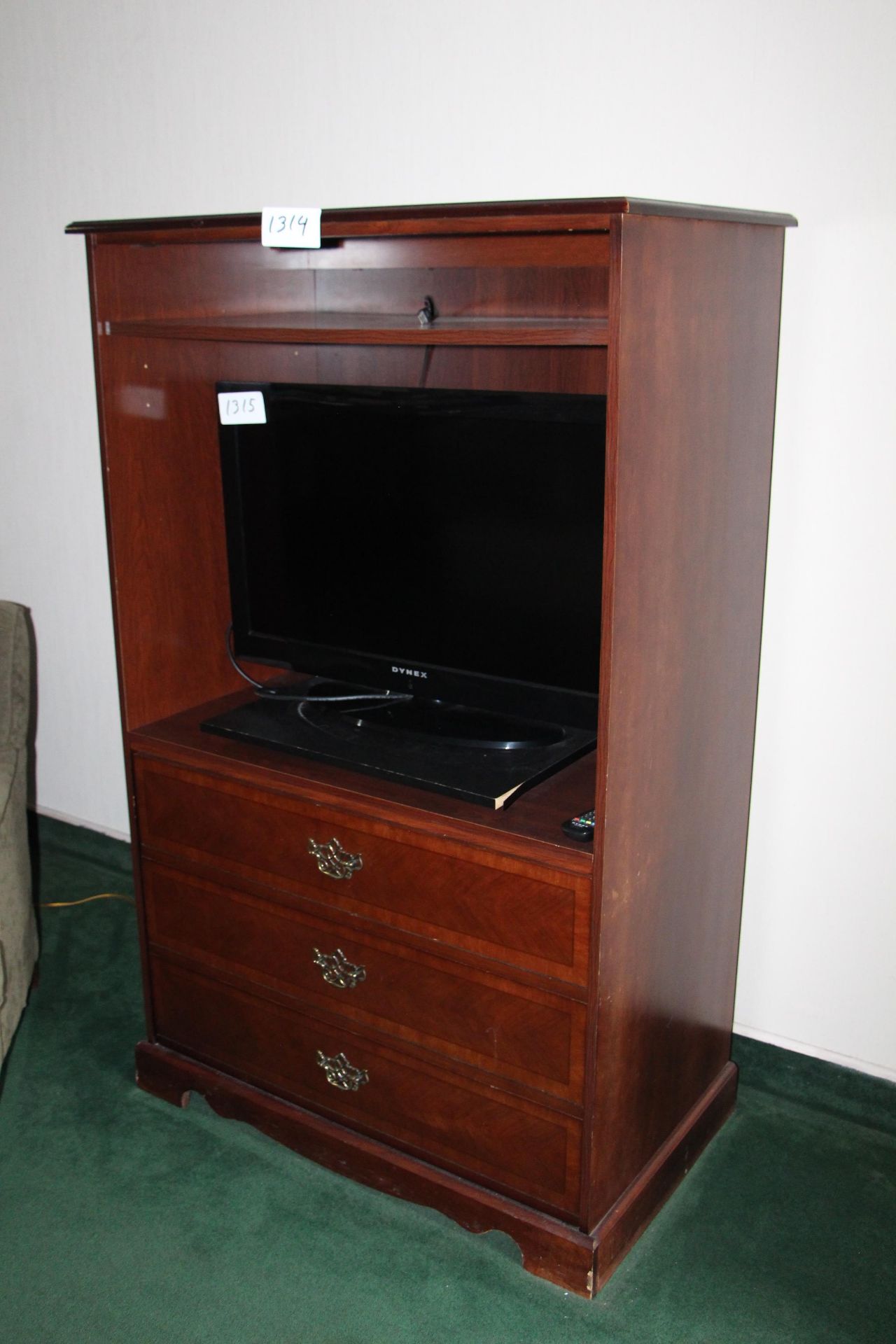 Mahogany color 3 drawer TV cabinet