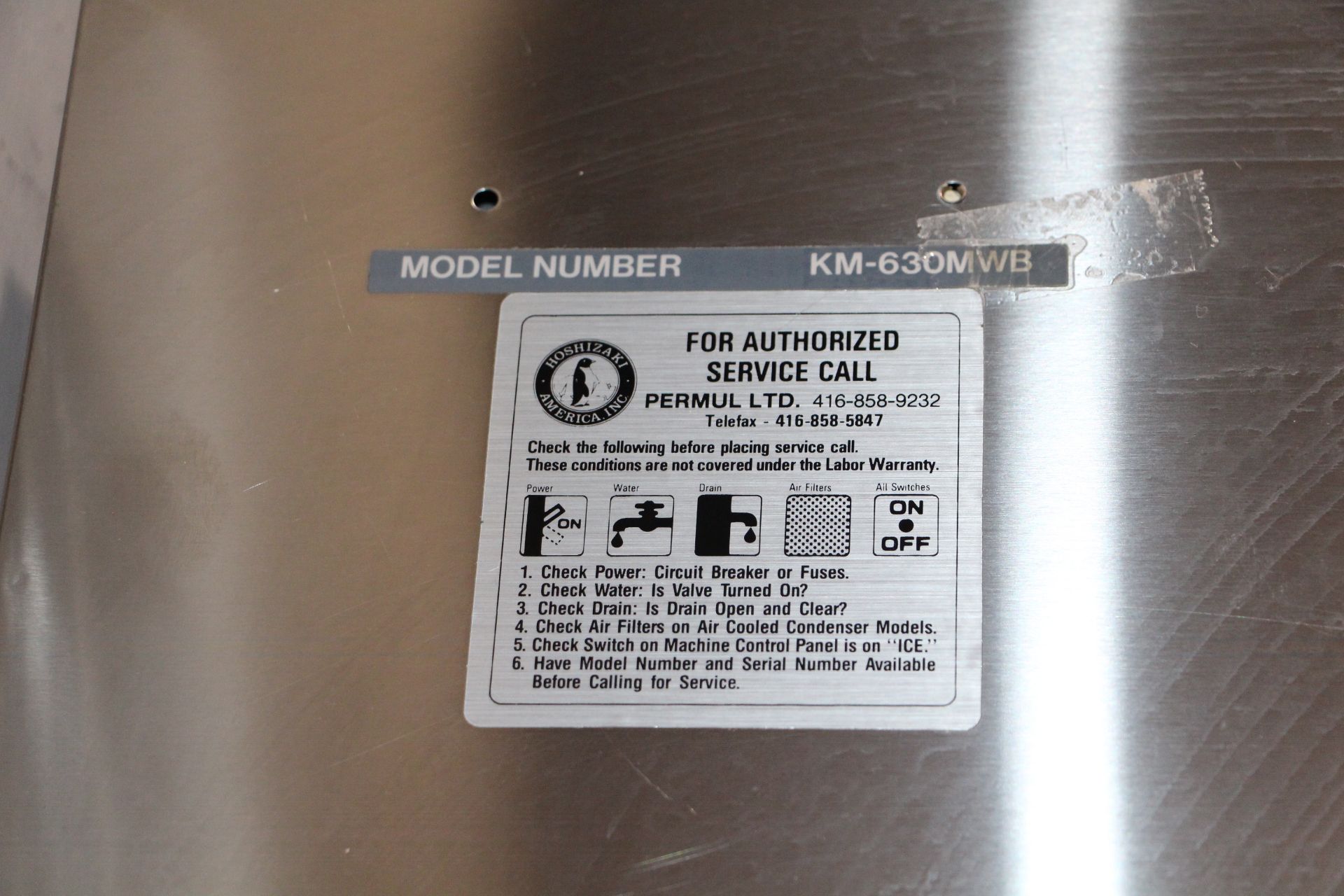 Hoshizaki model KM-630MWB ice maker c/w s/s ice storage bin - Image 2 of 2