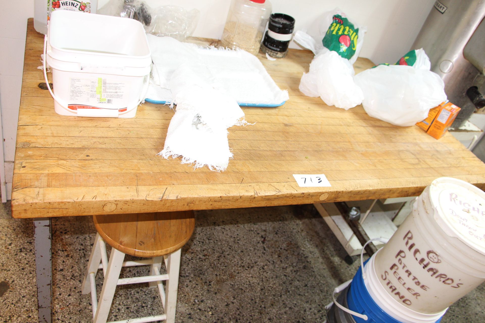 Butcher block top prep table