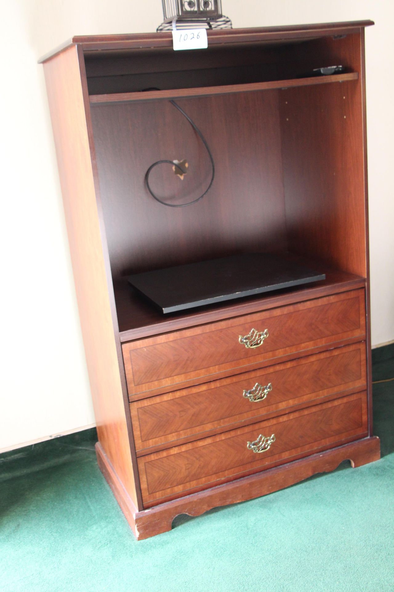 Mahogany color 3 drawer TV cabinet