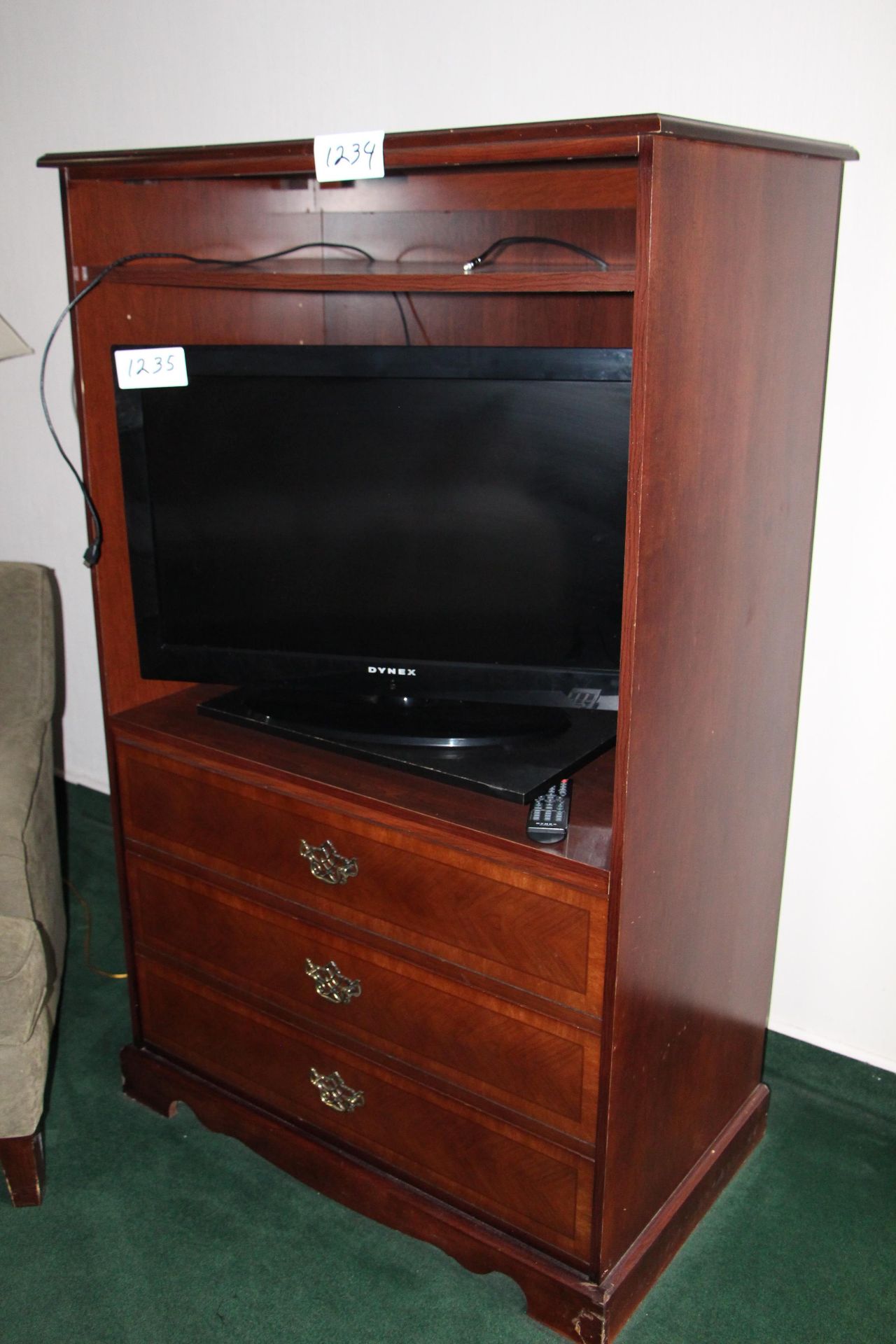 Mahogany color 3 drawer TV cabinet