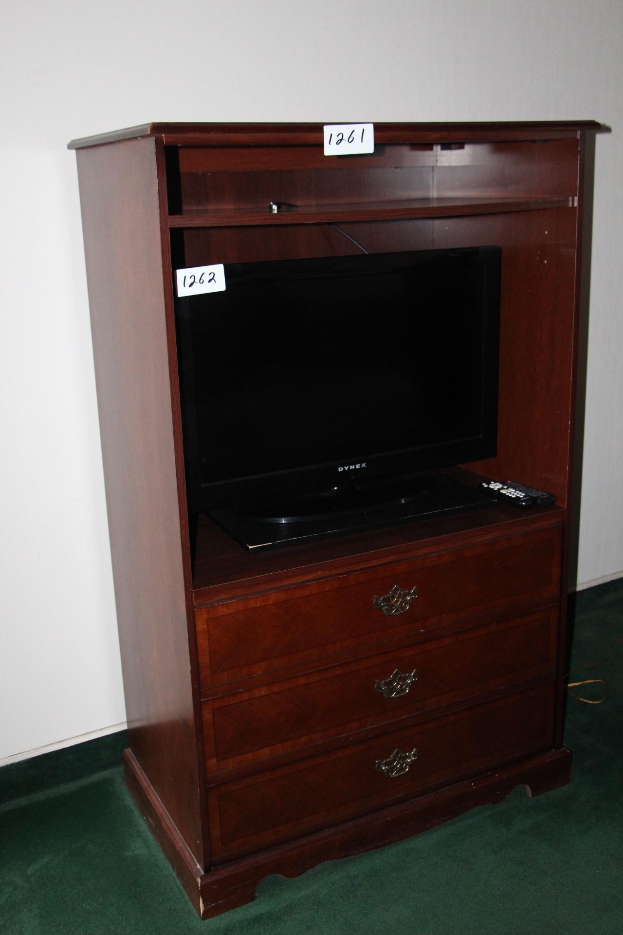 Mahogany color 3 drawer TV cabinet