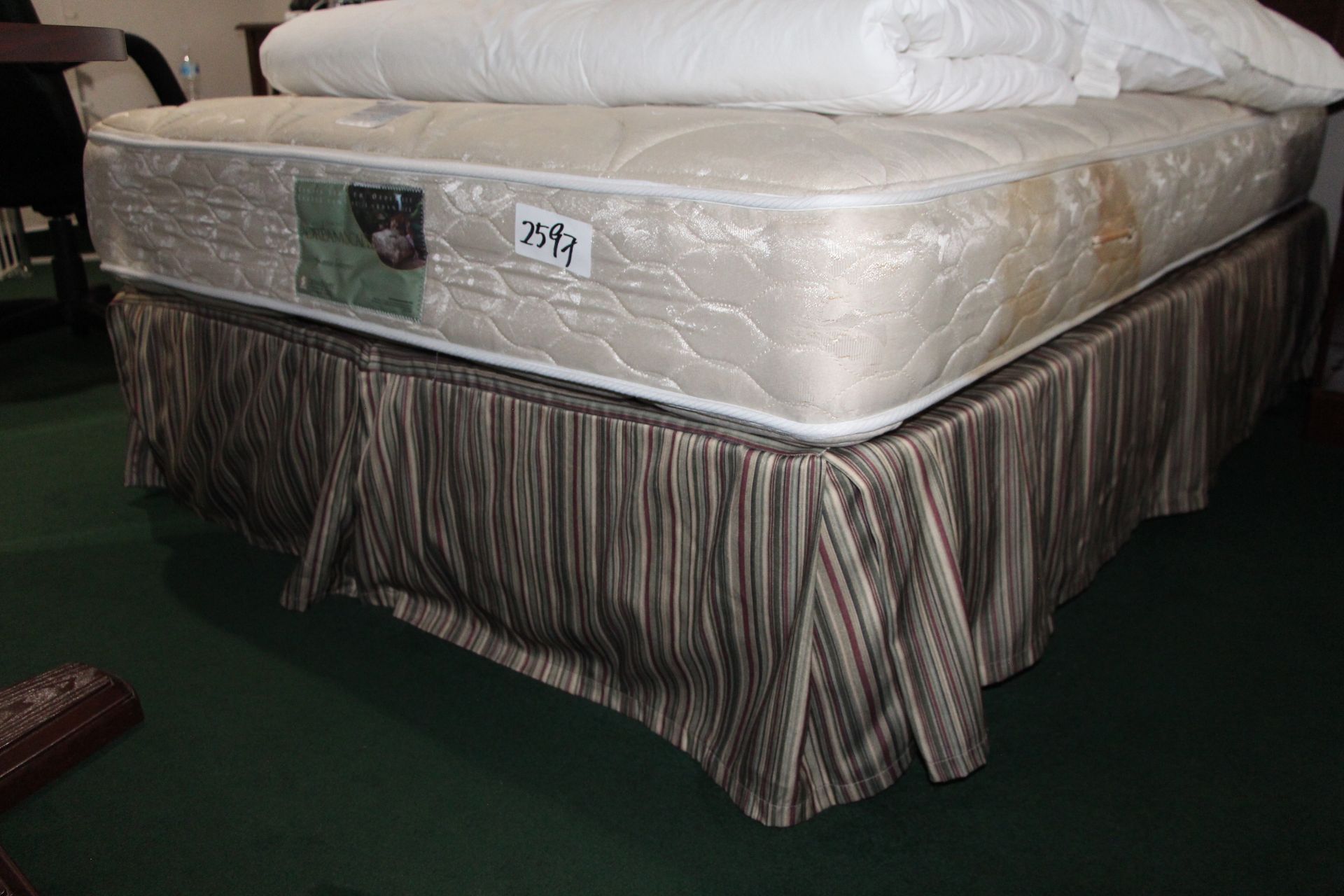 Double size mattress w/ box spring, bed skirt