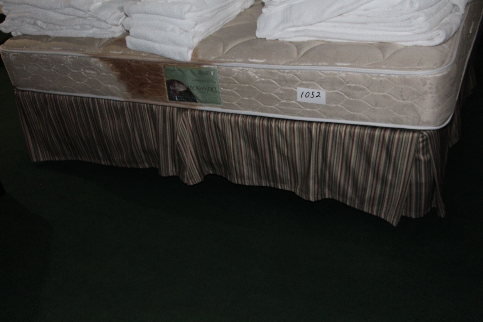 King size mattress with box spring, bed skirt and matching window drape