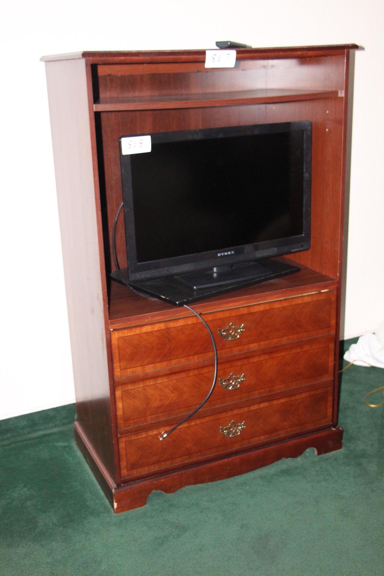 Mahogany color 3 drawer TV cabinet