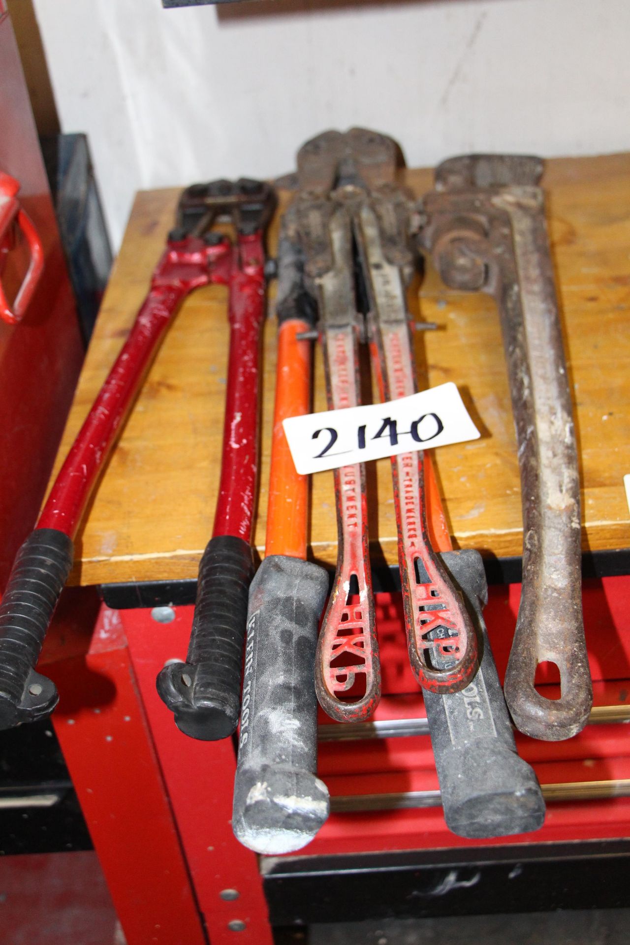 Lot bolt cutters & pipe wrench
