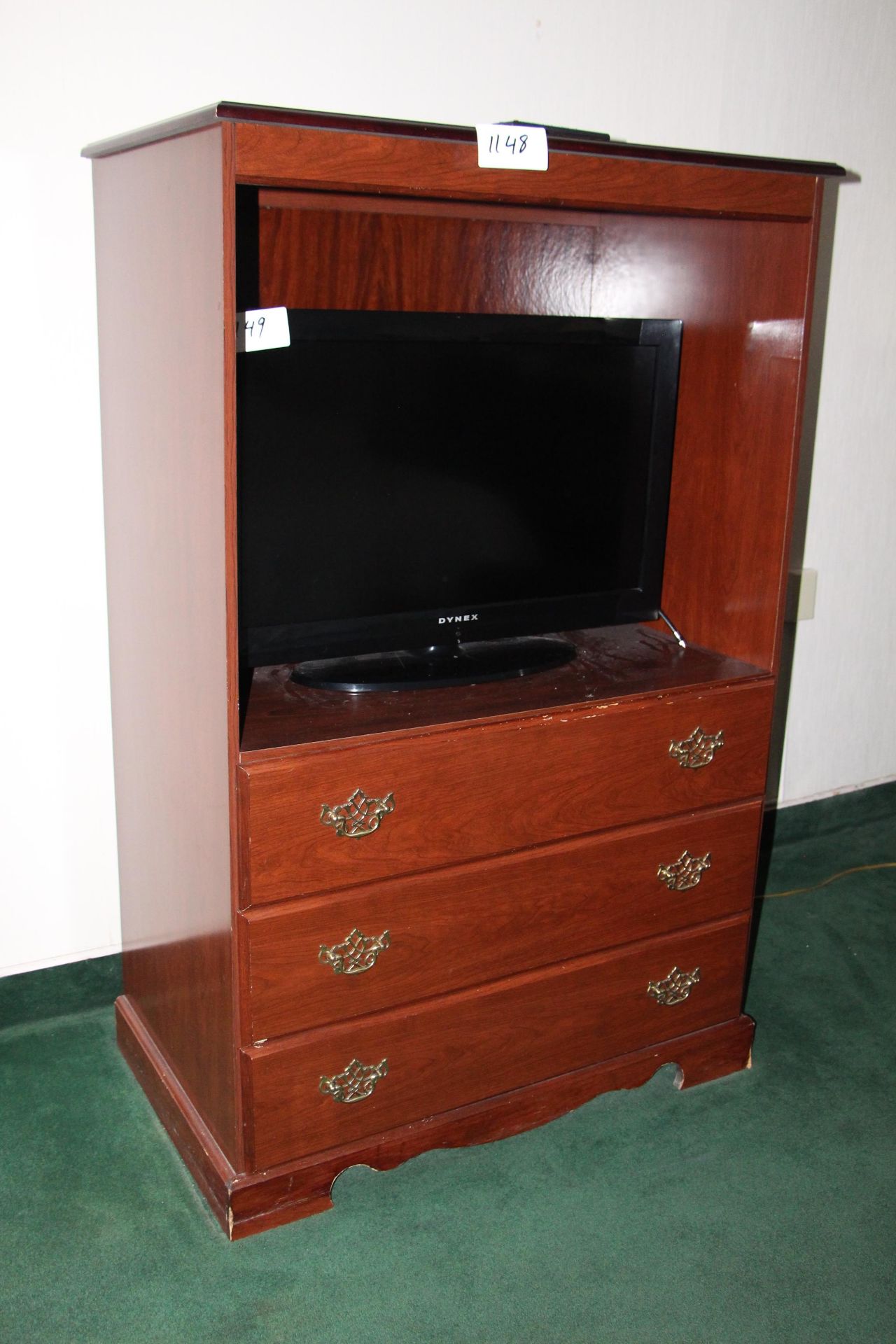 Mahogany color 3 drawer TV cabinet