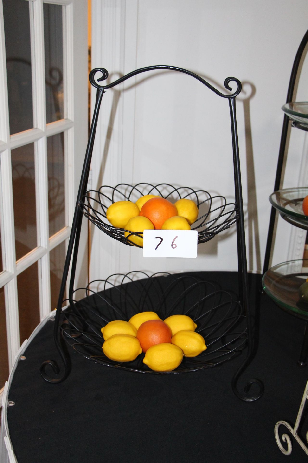 Wrought iron 2 tier wire basket stand