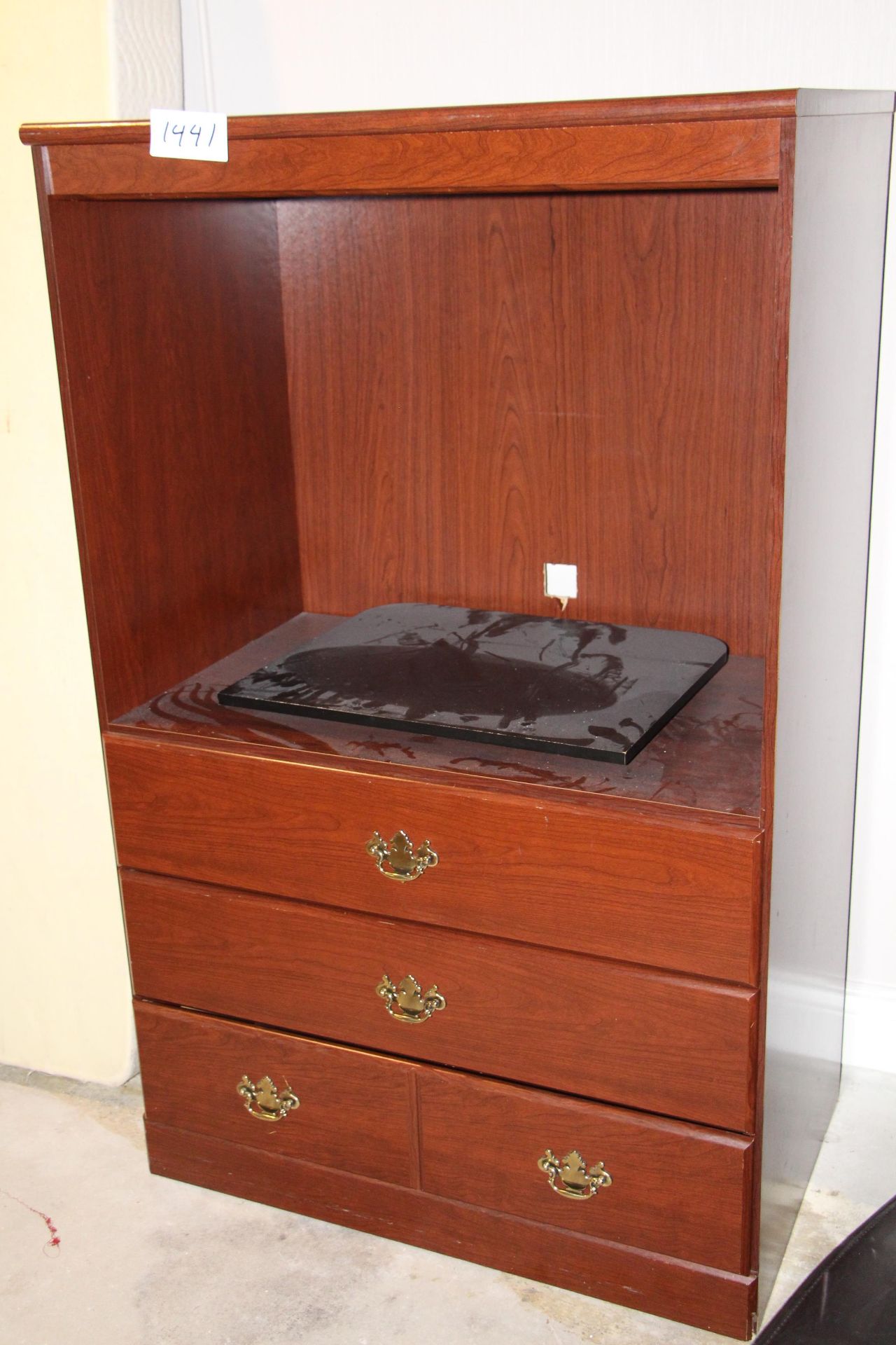 Mahogany color 3 drawer TV cabinet