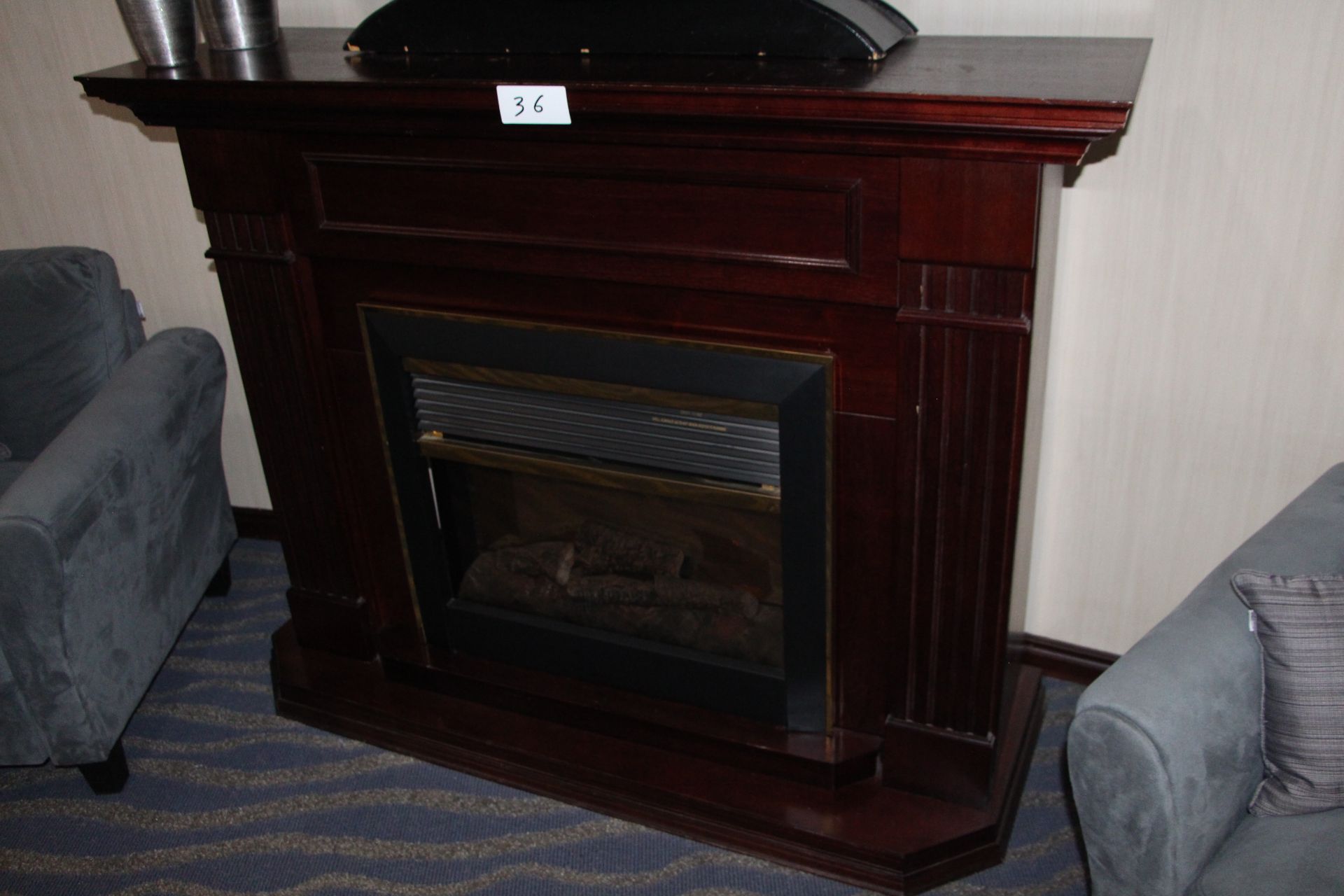 Electric fireplace c/w wooden mantel - Image 2 of 2