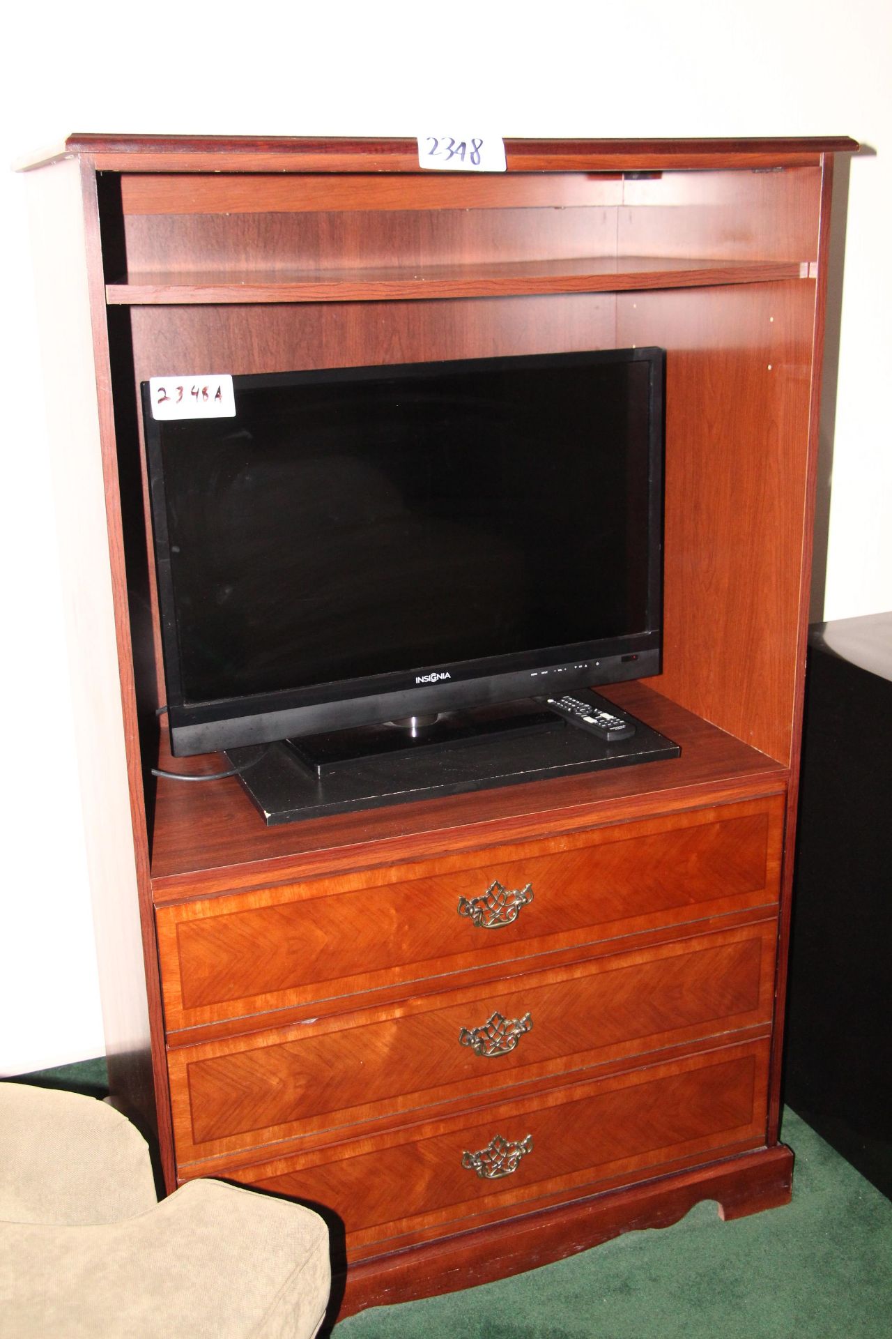 Mahogany color 3 drawer TV cabinet