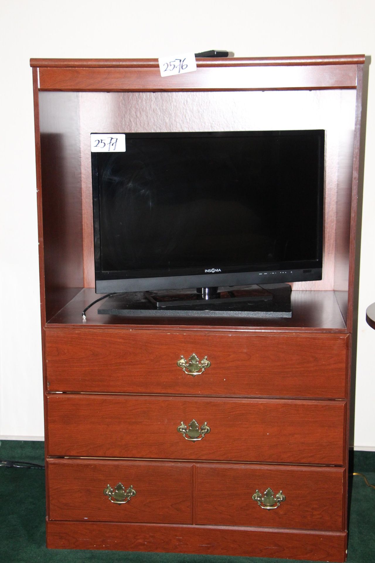 Mahogany color 3 drawer TV cabinet