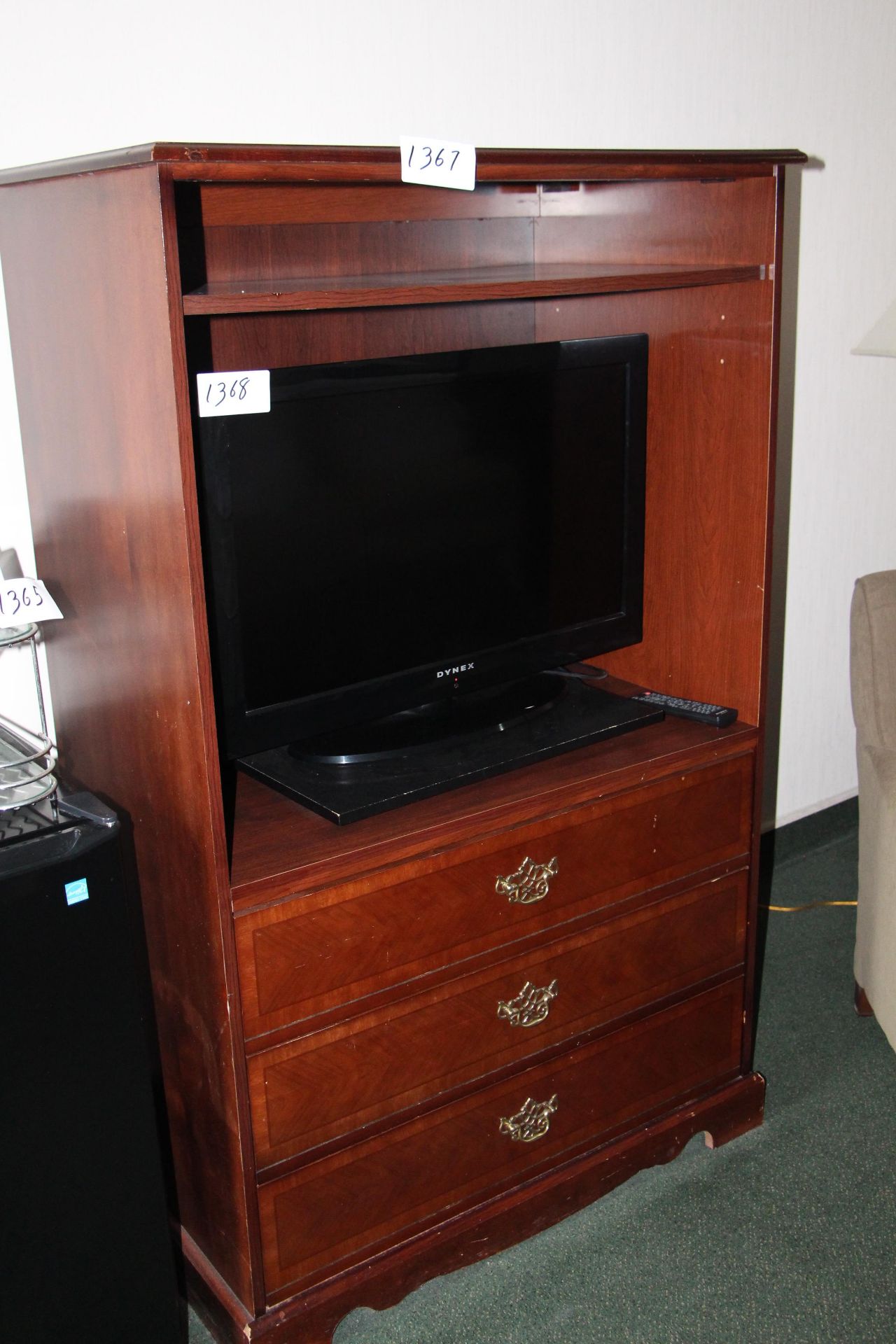 Mahogany color 3 drawer TV cabinet