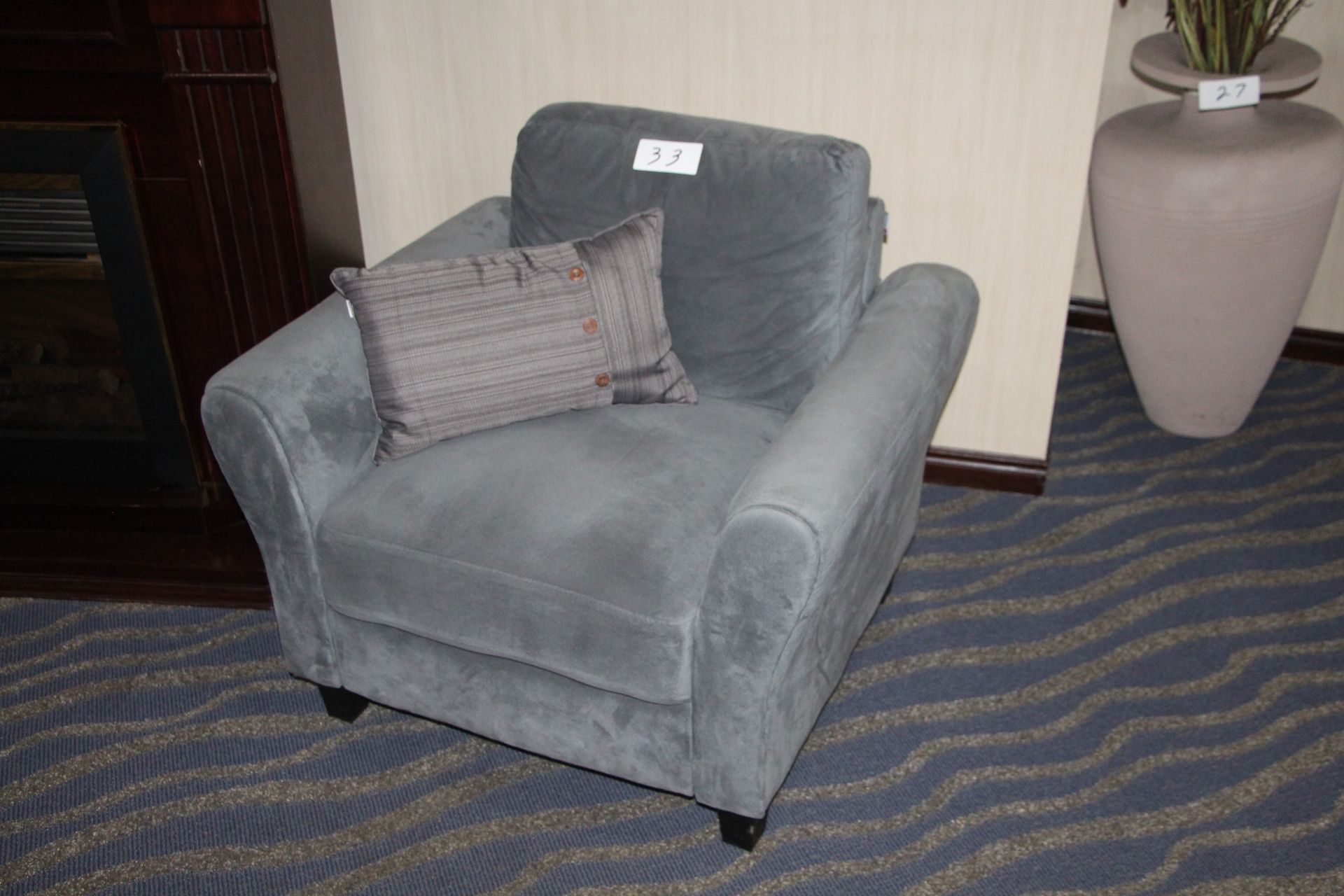 Fabric armchair w/throw cushion