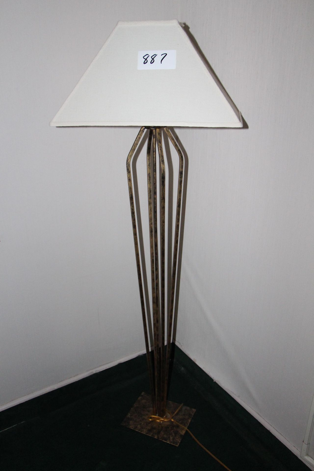 Wrought iron floor lamp w/ linen shade