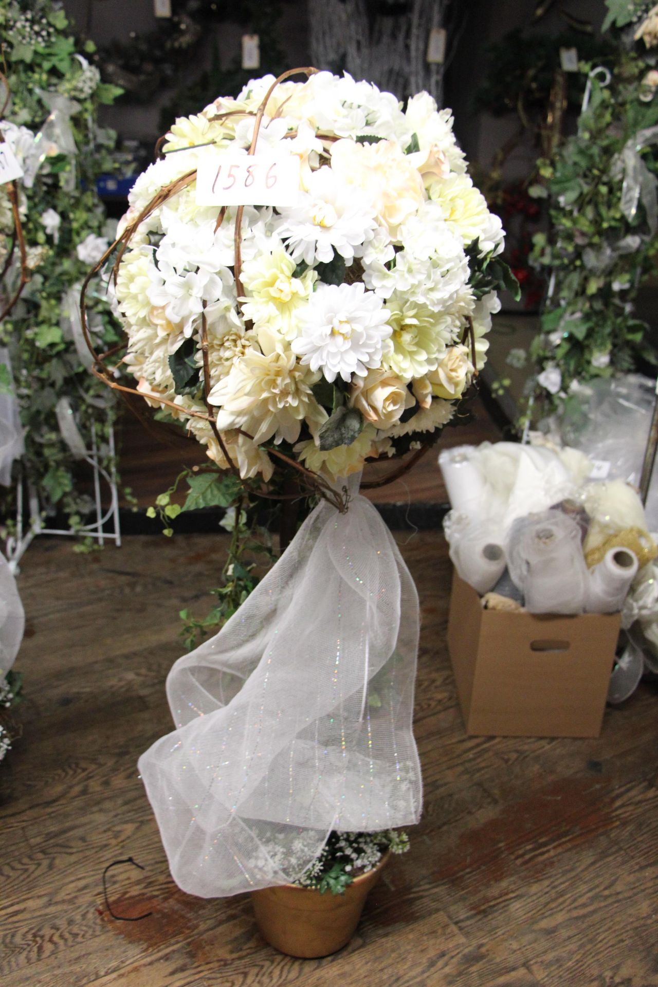 Wedding decor - Faux flower globe w/ pot (Topiary Tree)