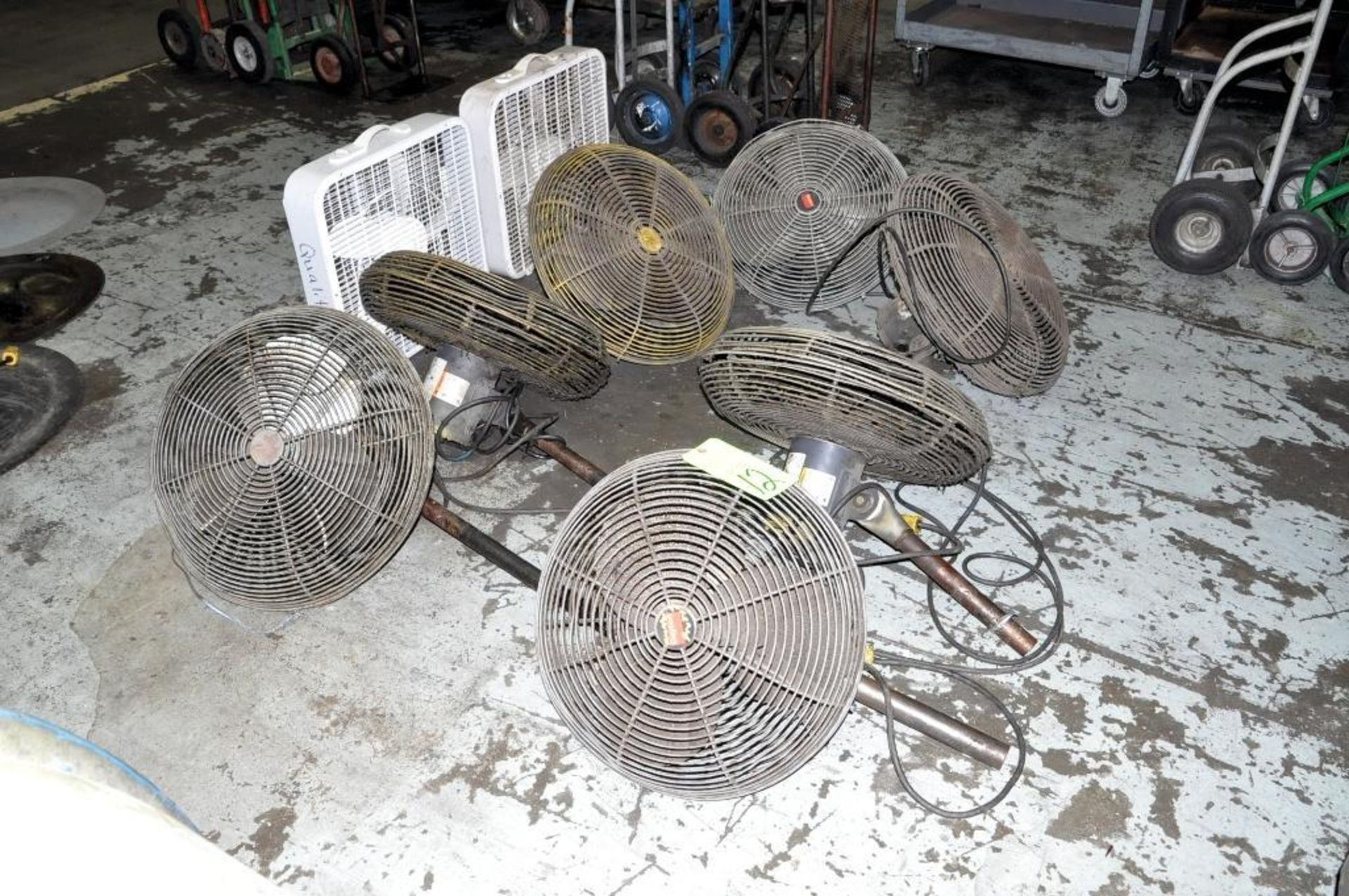 Lot-Unmounted Shop Fans and (2) Office Fans, (B-1)