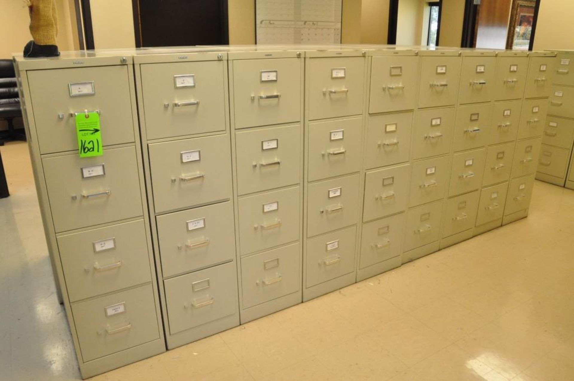 Lot-(9) HON 4-Drawer File Cabinets in (1) Row, (Main)