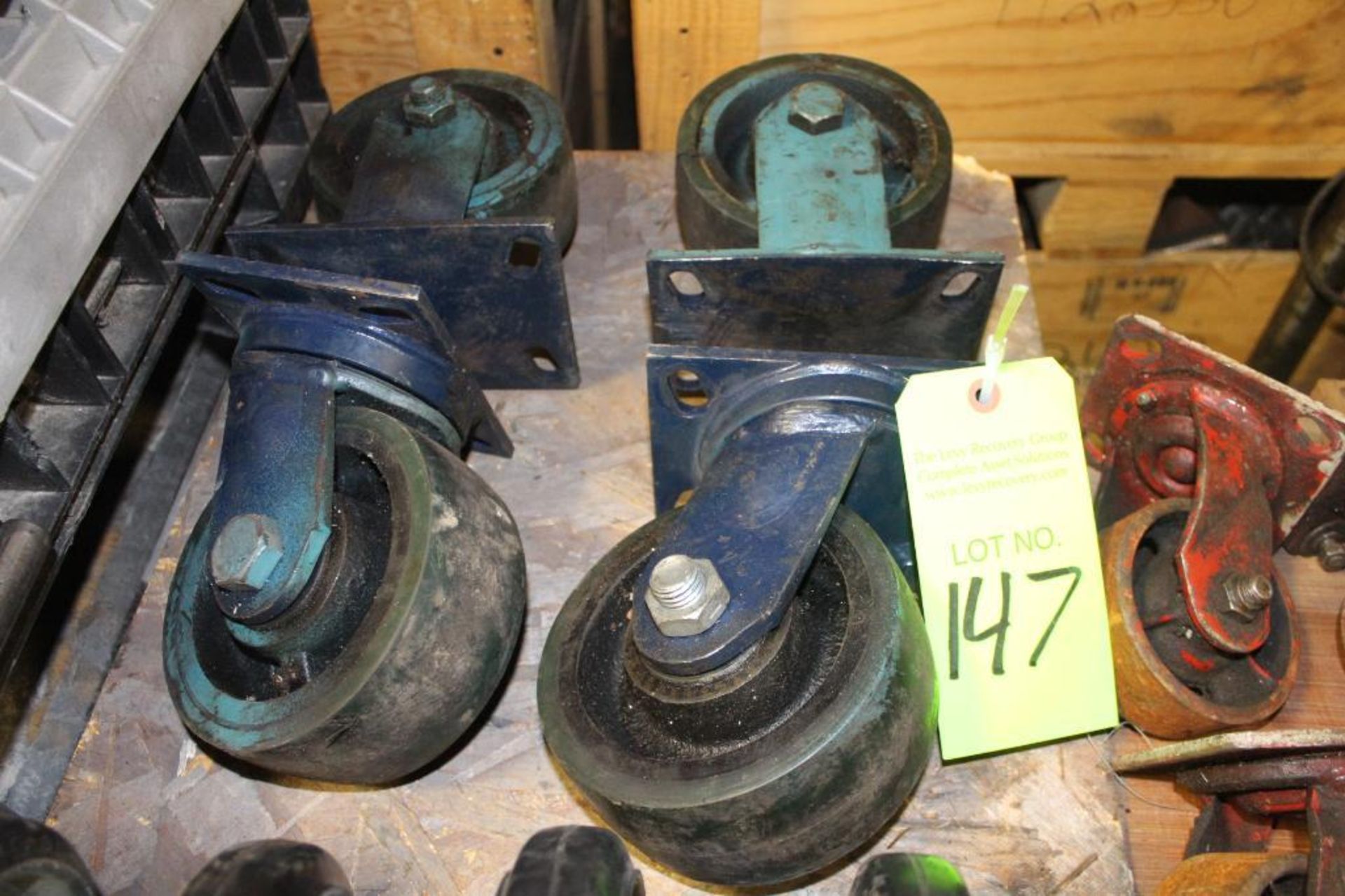 Lot of (4) Steel Casters -(2) Swivel, (2) Fixed, Zerk Fittings