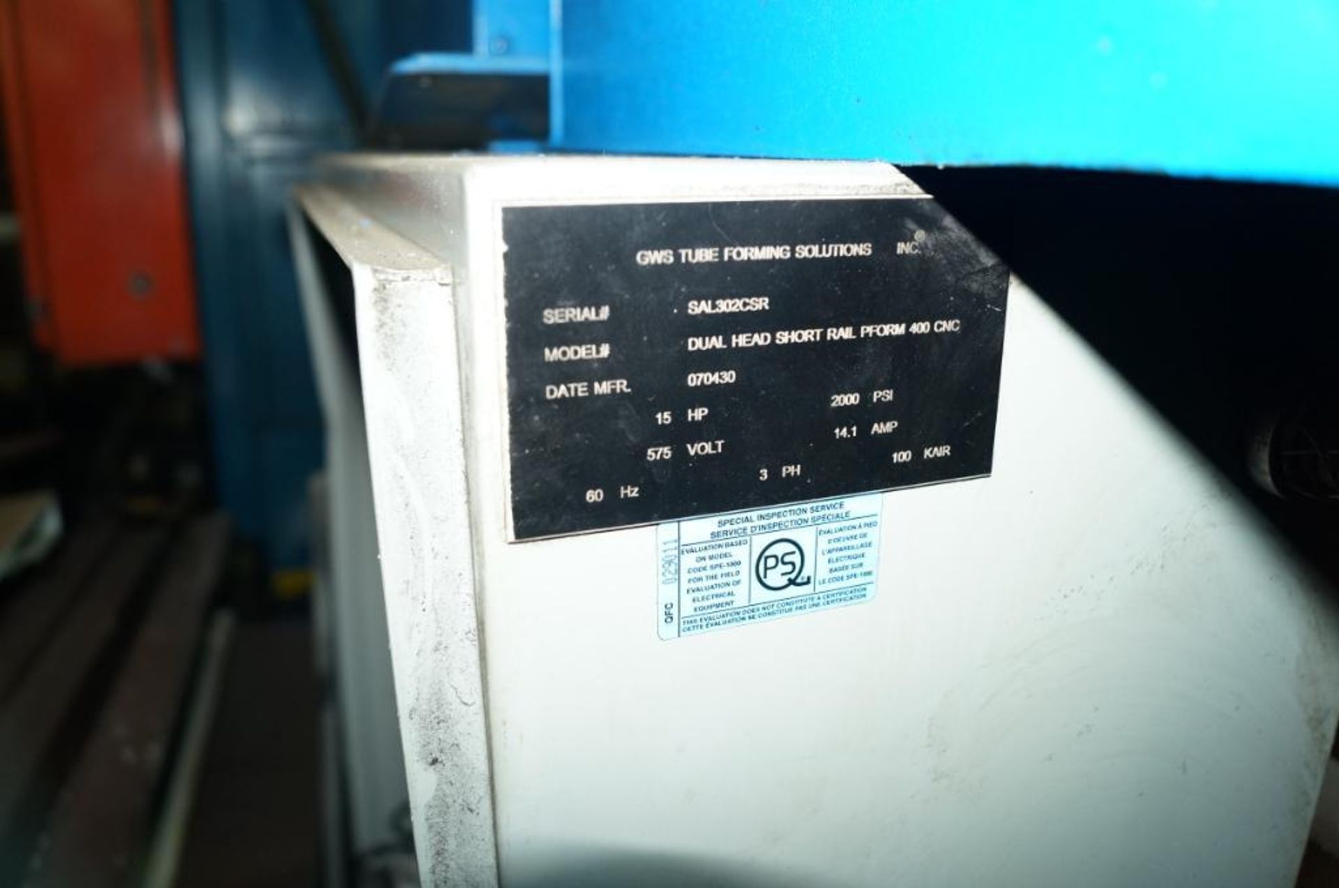 2007, G.W.S , MODEL DUAL HEAD SHORT RAIL PREFORM 400 CNC , DUAL I/O TUBE END FORMING MACHINE - Image 7 of 7