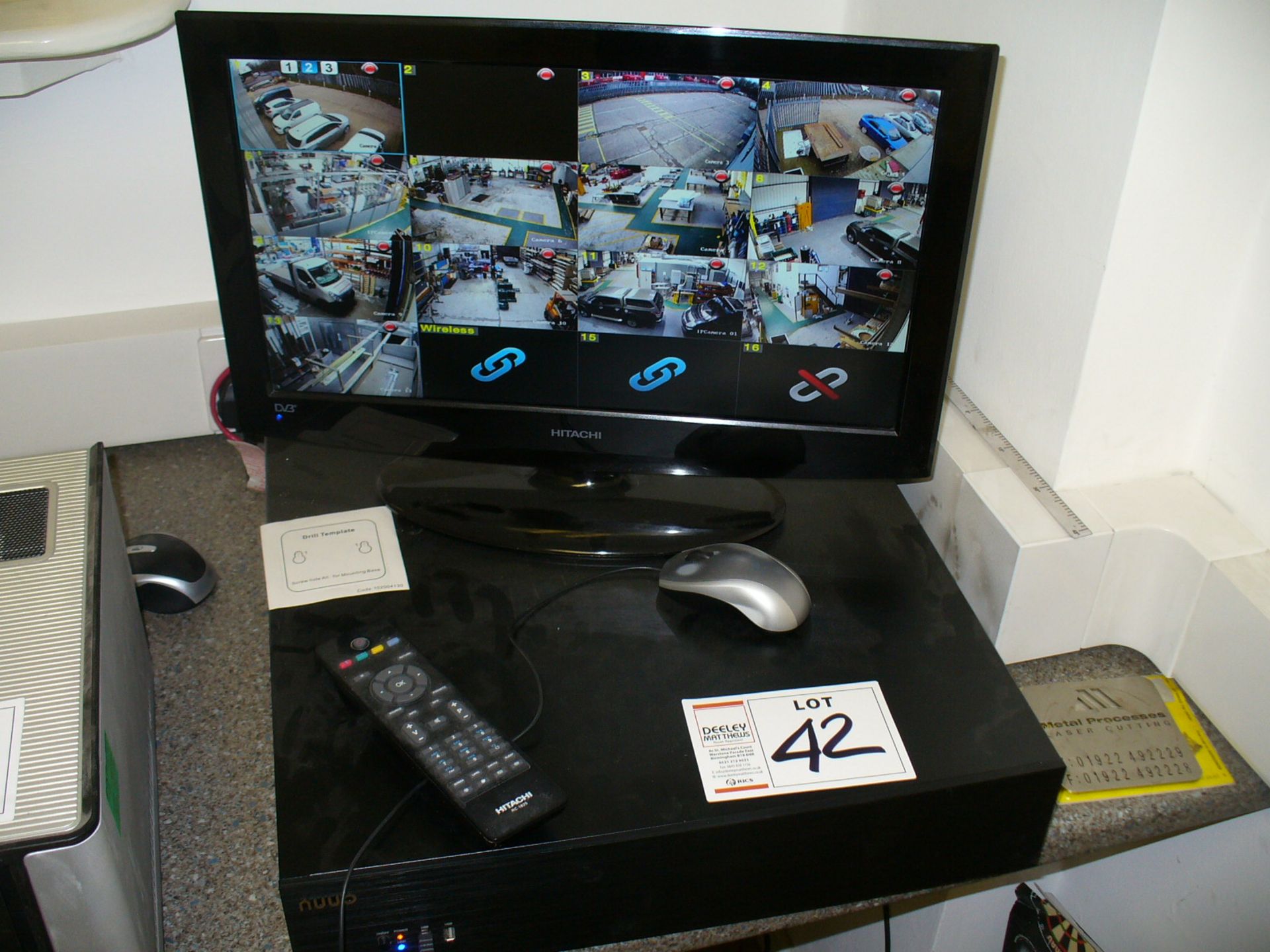 Nuuo colour CCTV SYSTEM, 13 cameras, control/recording unit and Hitachi monitor