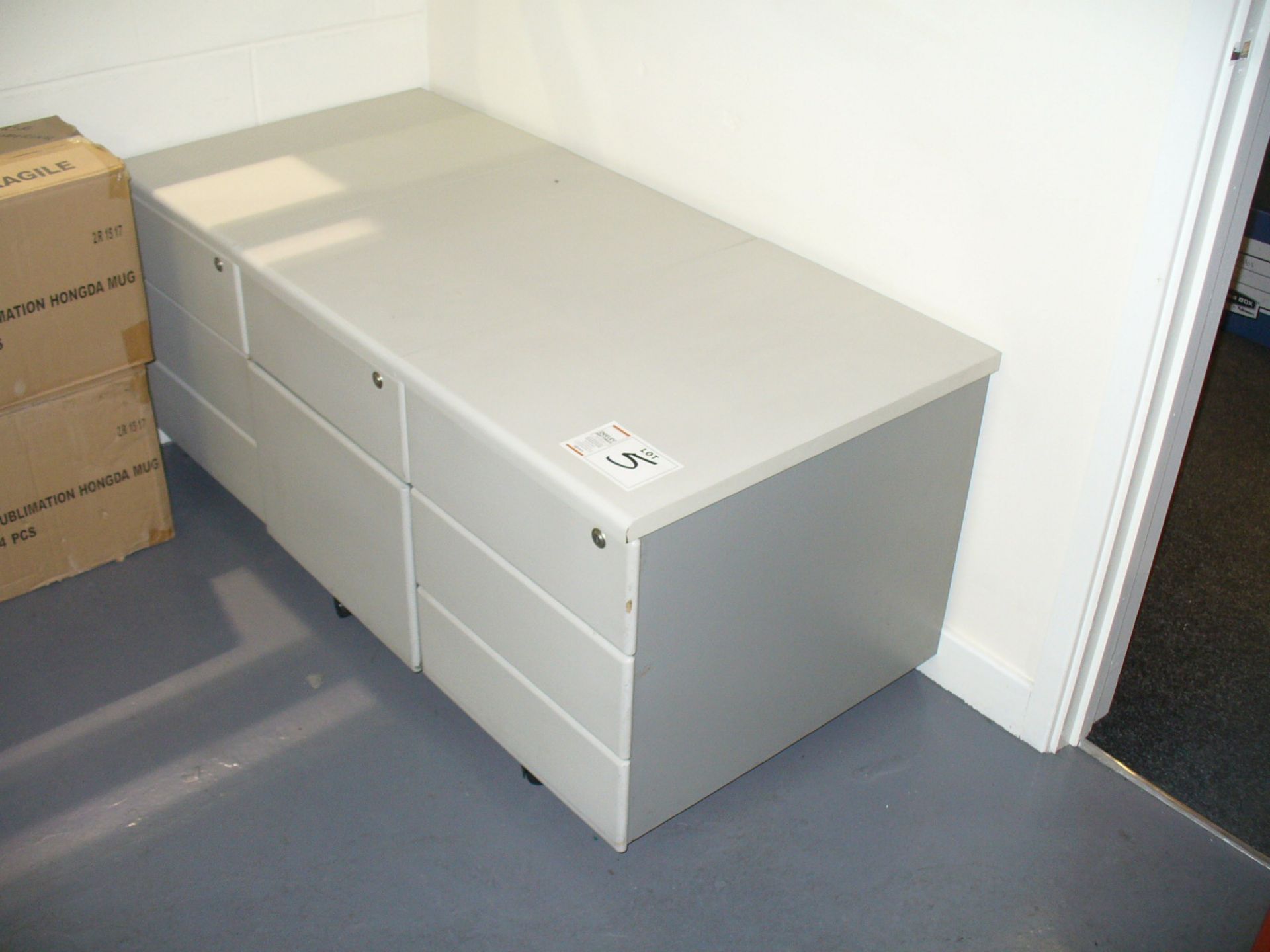 6 light grey 3 drawer PEDESTALS - Image 2 of 2