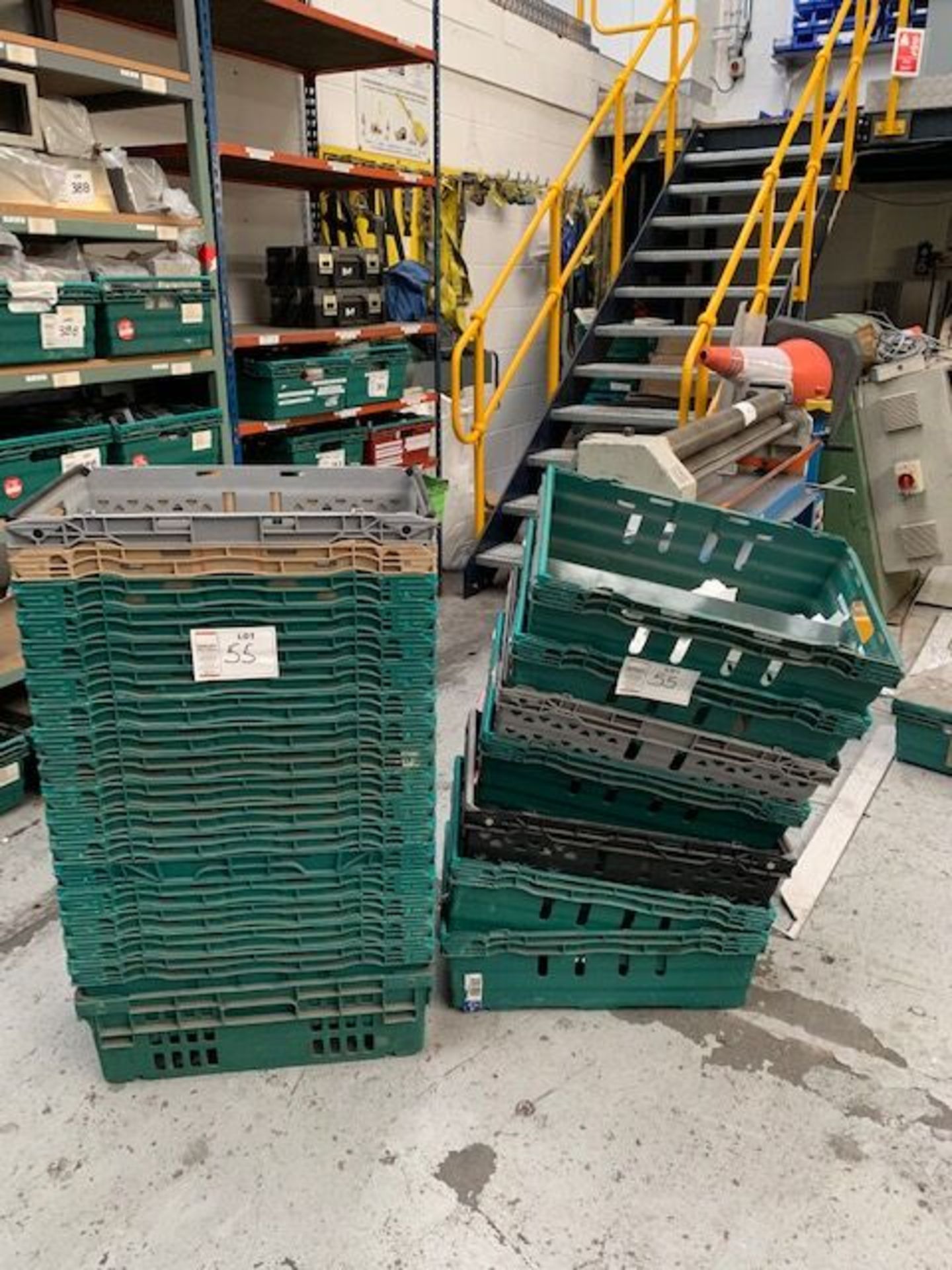 Approx 25 stack and nest PLASTIC BINS 600 x 400 x 180