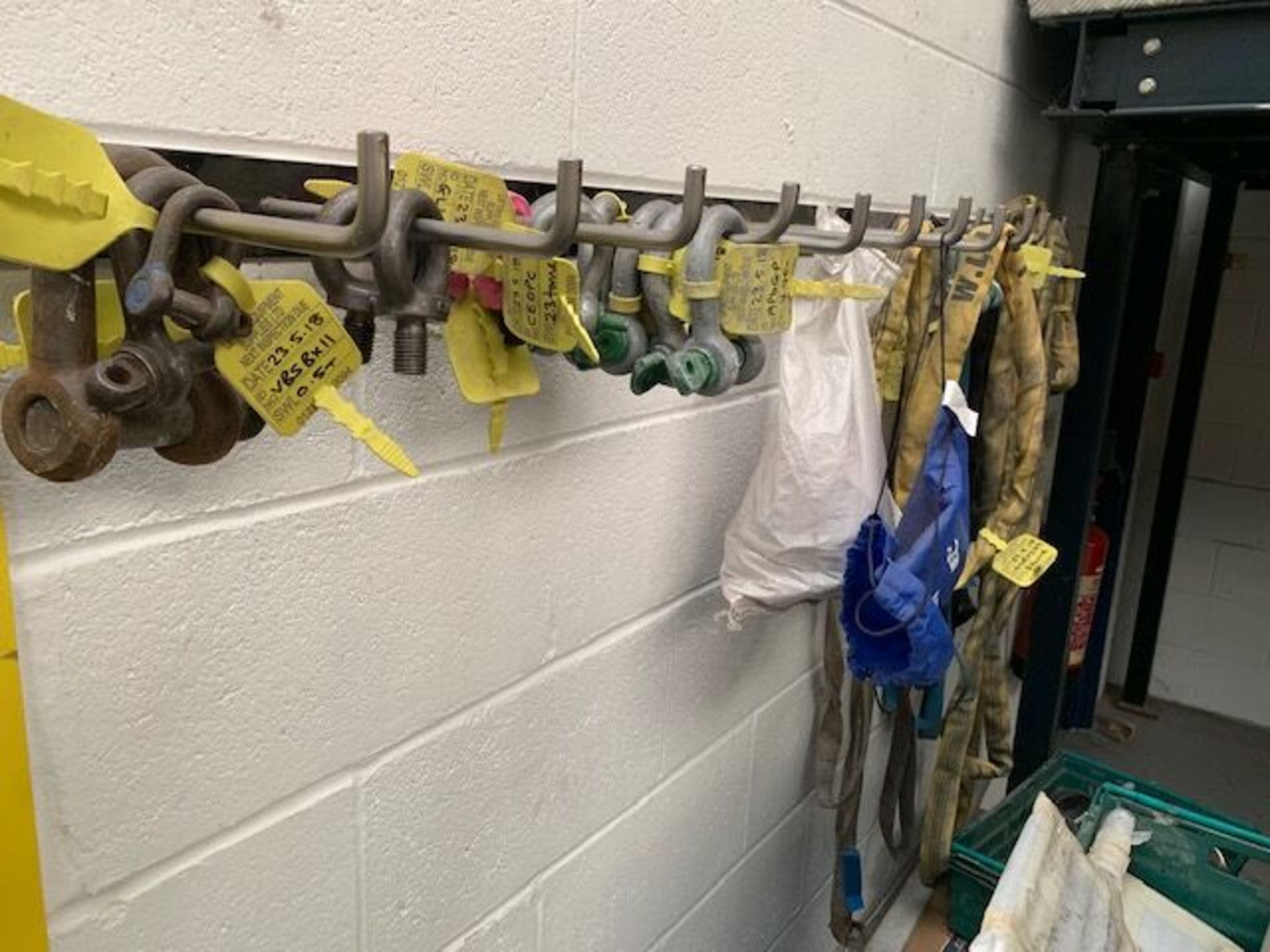 Assortment of SAFETY HARNESSES, RATCHET STRAPS, SLINGS, EYE BOLTS and SHACKLES