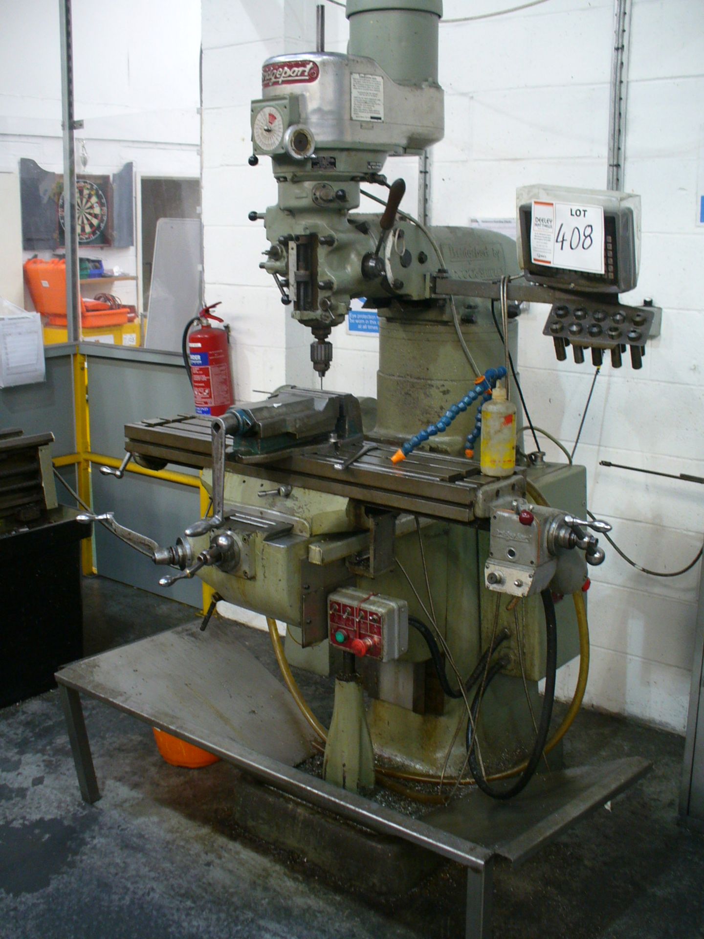 Bridgeport extended height TURRET MILLER, varispeed head, 42” x 9’, Sino 2 axis DRO, serial no - Image 3 of 3