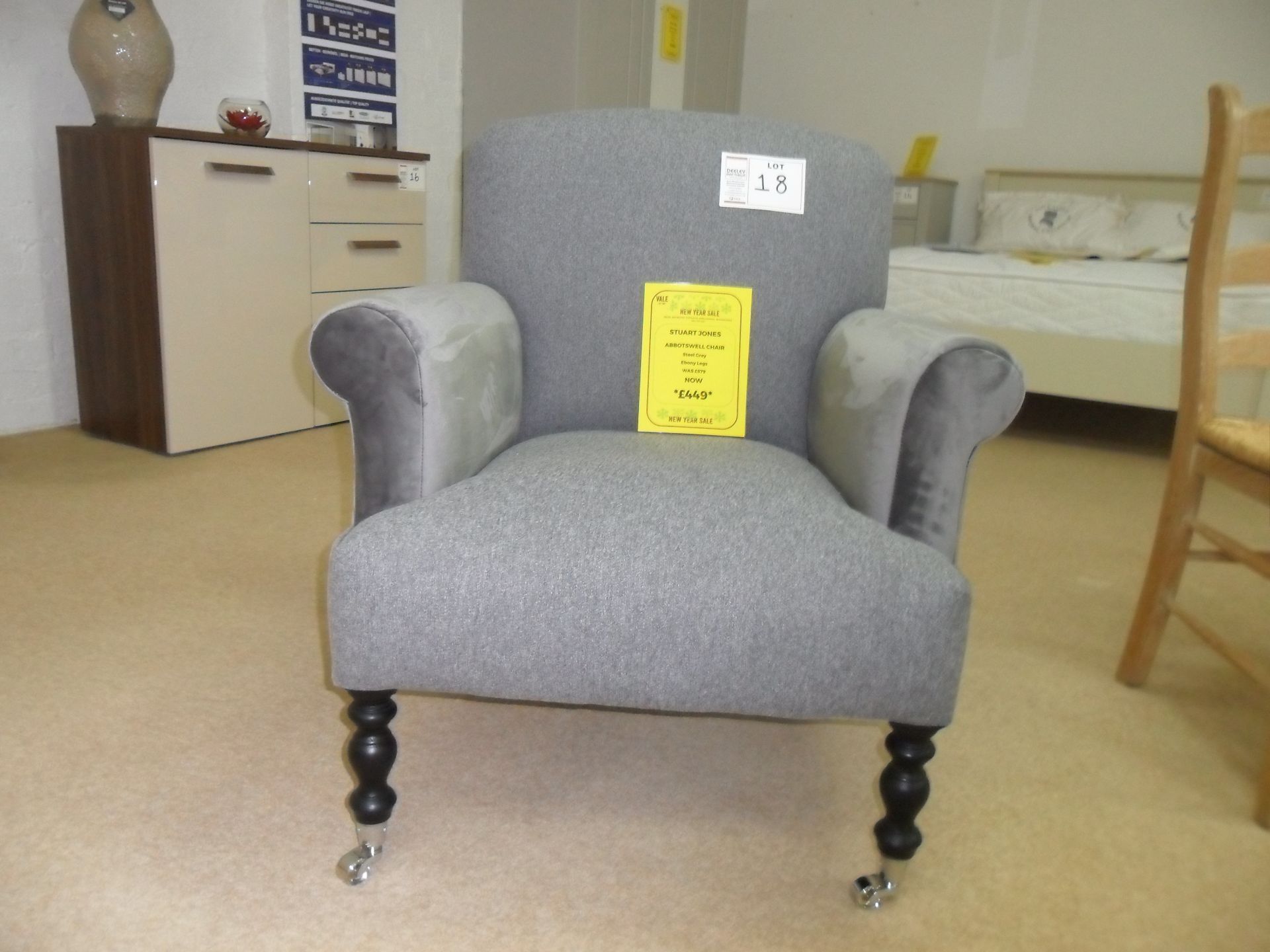 Stuart Jones Abbottswell CHAIR steel grey ebony legs RRP £579