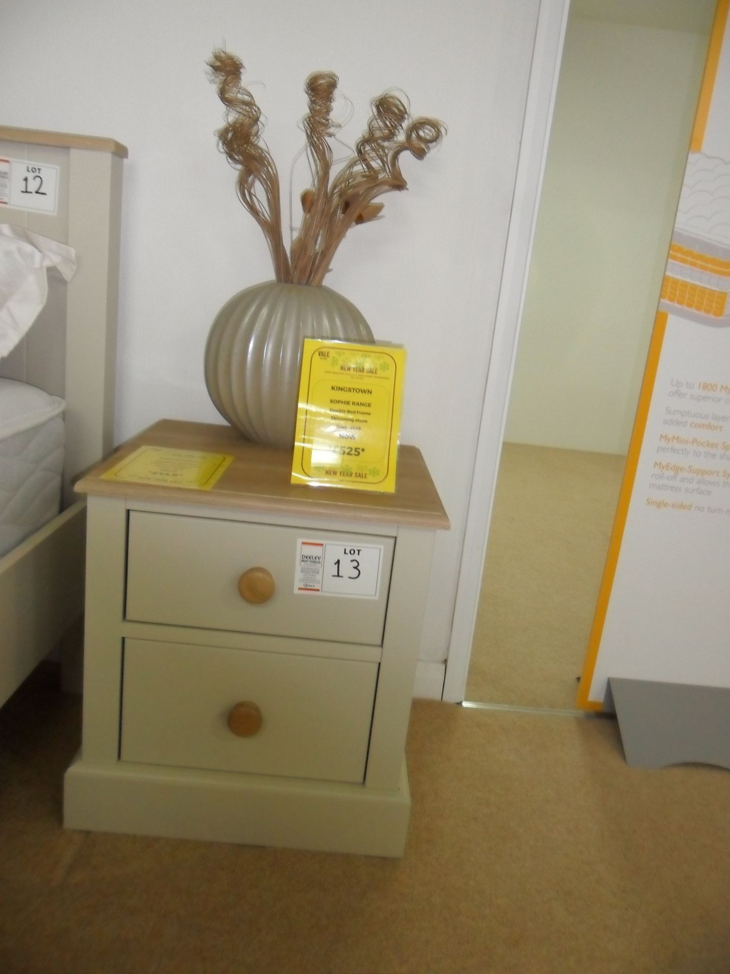 Kingston Sophie Range 2 DRAWER BEDSIDE CHEST Skimming World Stone RRP £205