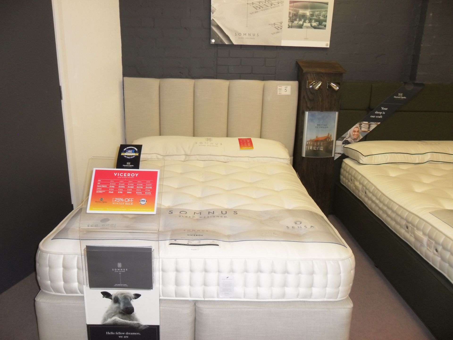 Harrison Sprinks Somnus Viceroy 4550 Sleep system king size bed and mattress, (RRP £1659) , Bergen c