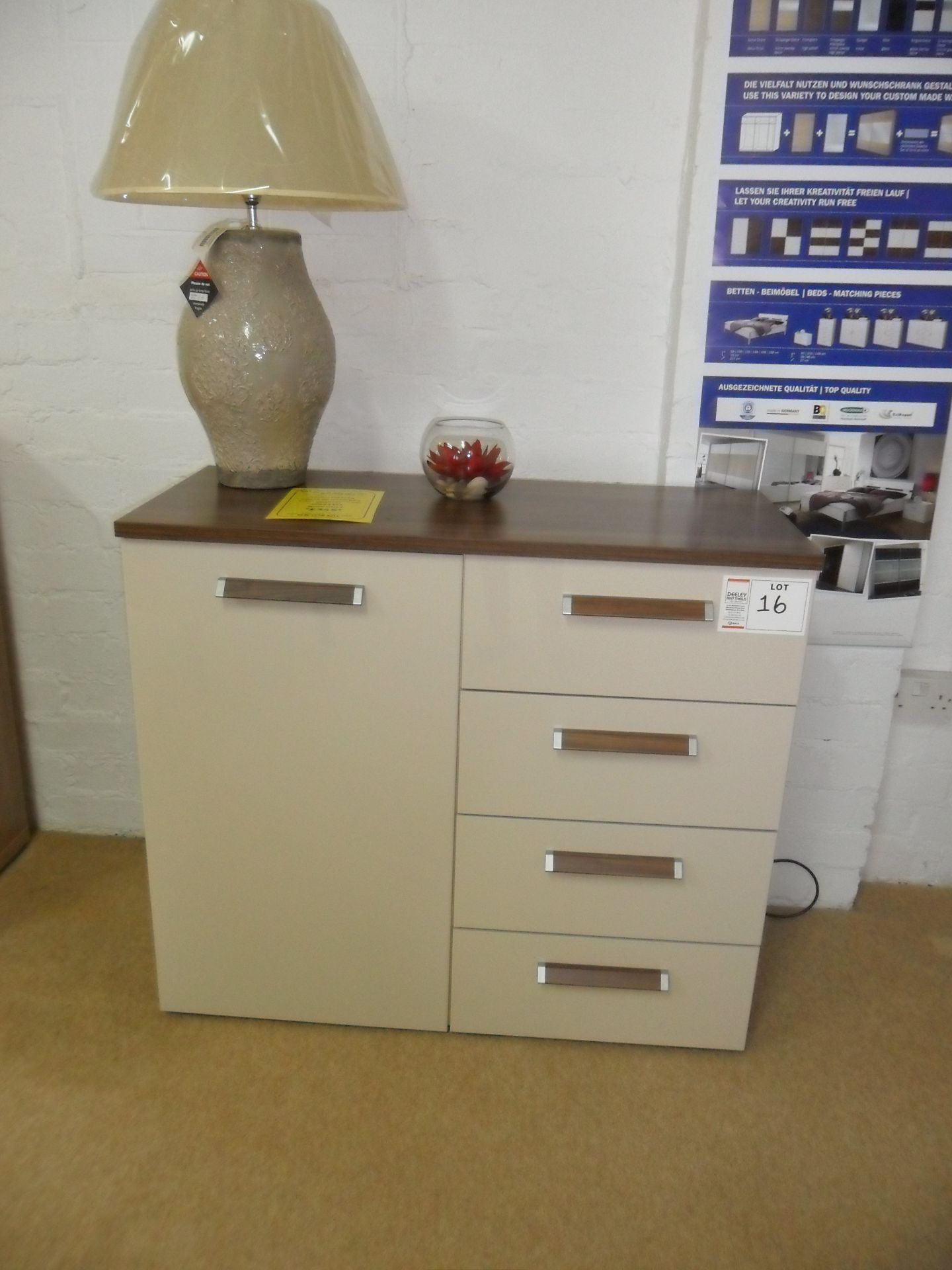 Rauch Master CHEST OF DRAWERS walnut and capuccino high gloss RRP £395