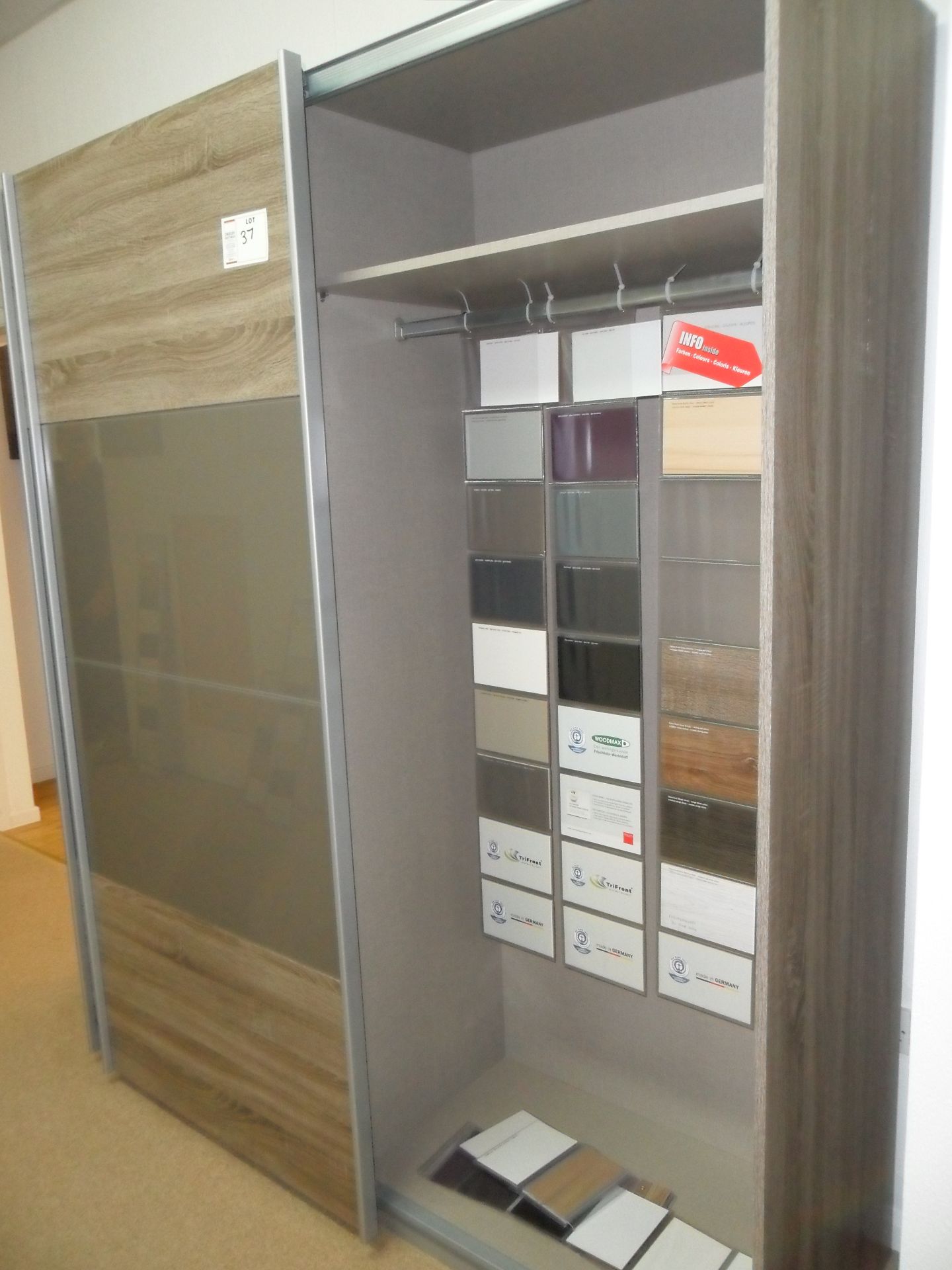 Woodmax glass and wood DOUOBLE SLIDING DOOR WARDROBE, 1800mm wide x 2100mm tall - Image 2 of 2