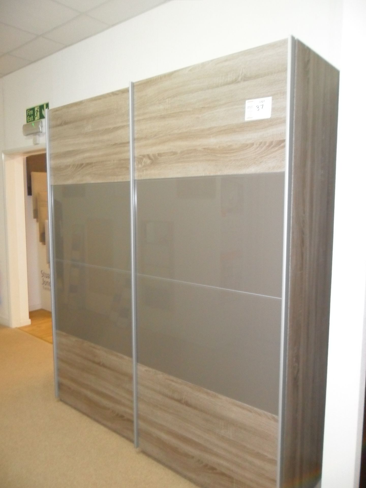 Woodmax glass and wood DOUOBLE SLIDING DOOR WARDROBE, 1800mm wide x 2100mm tall