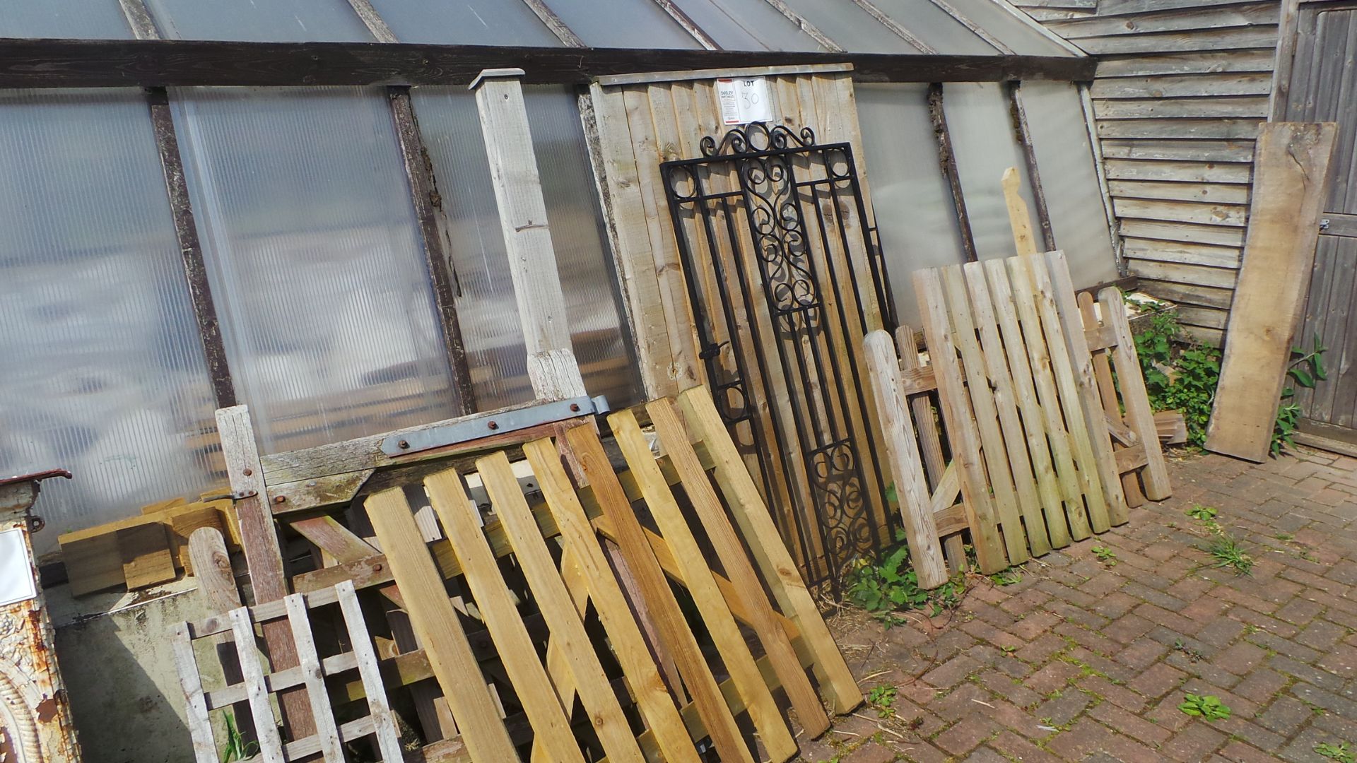 8 assorted timber and wrought iron GATES