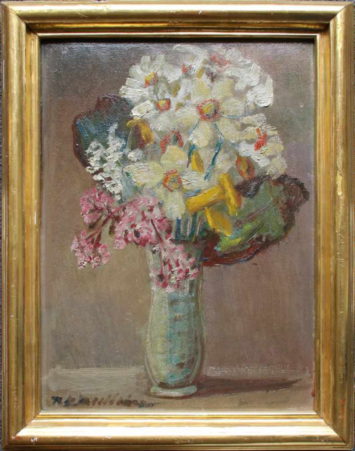 Rudolf Raimund Ballabene (1890 - 1968) Blumenstillleben Öl auf Karton Signiert 41 x 31 cm