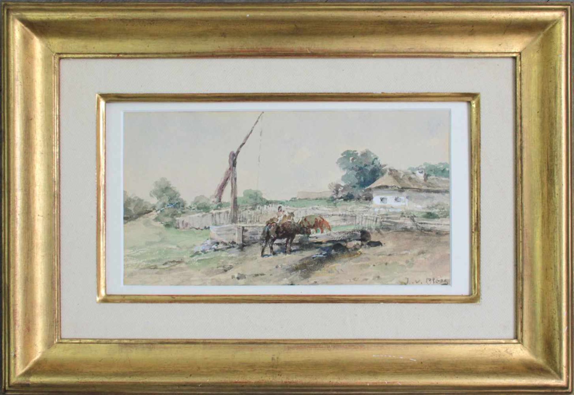 Julius von Blaas(1845 - 1922)An der TränkeAquarell auf Papiersigniert15 x 27 cm