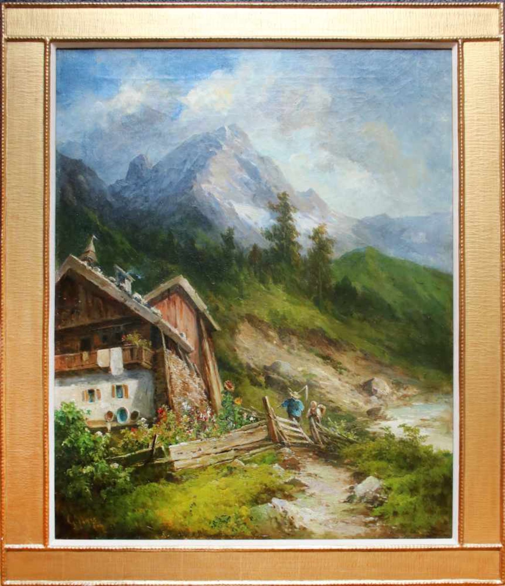 Georg Geyer (1823 - 1912) Blick aus Saalfelden Öl auf Leinwand Signiert 66 x 53 cm