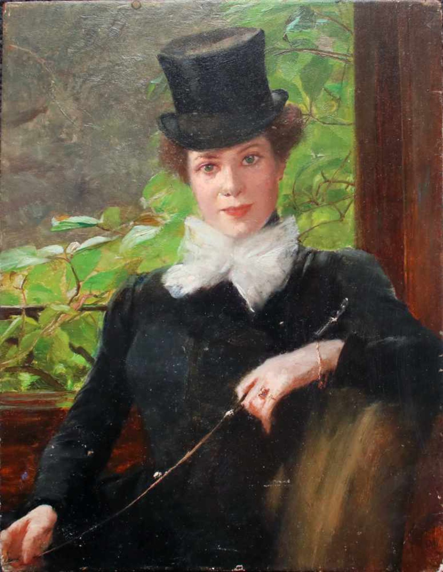 Otolia Kraszewska (1859 - 1945) Selbstportrait 1901 Öl auf Holz Monogrammiert 27 x 21 cm