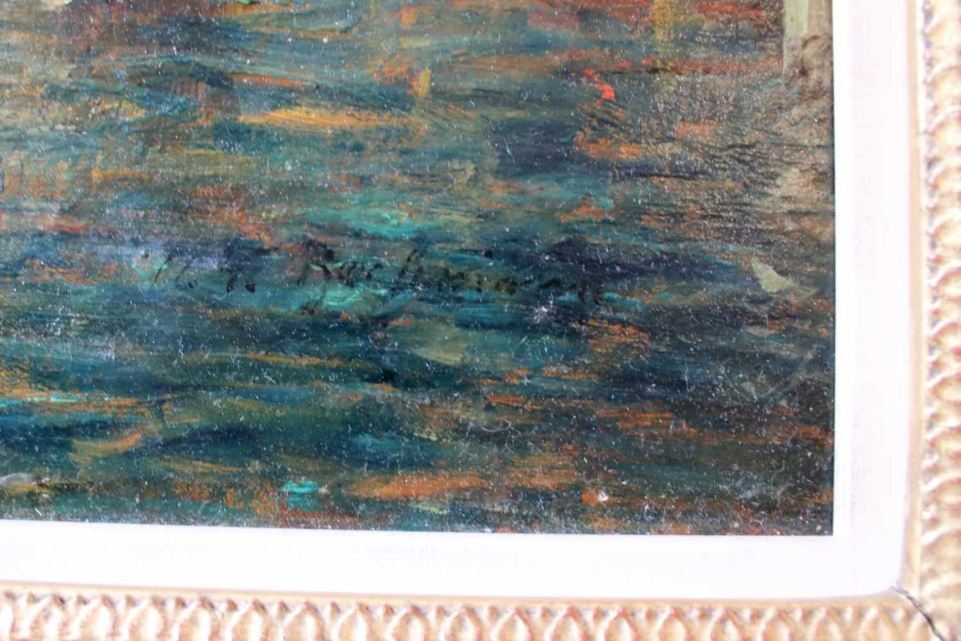 Alfred August Felix Bachmann (1863 - 1956) Blick auf Venedig Öl auf Leinwand Signiert 51 x 74 cm - Bild 2 aus 2