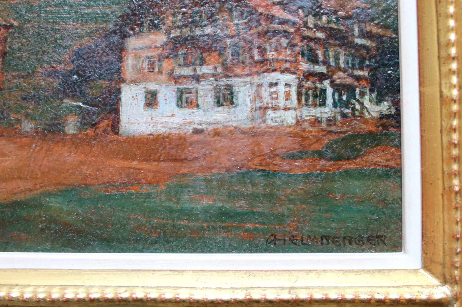 Adolf Helmberger (1885 - 1967) Abendröte Öl auf Karton Signiert 33 x 26 cm - Bild 2 aus 2